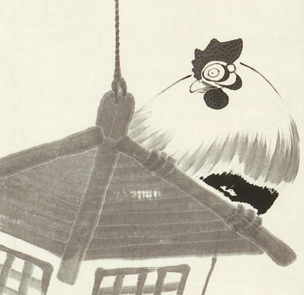 Itō Jakuen, Rooster on a Lantern, ca 1800