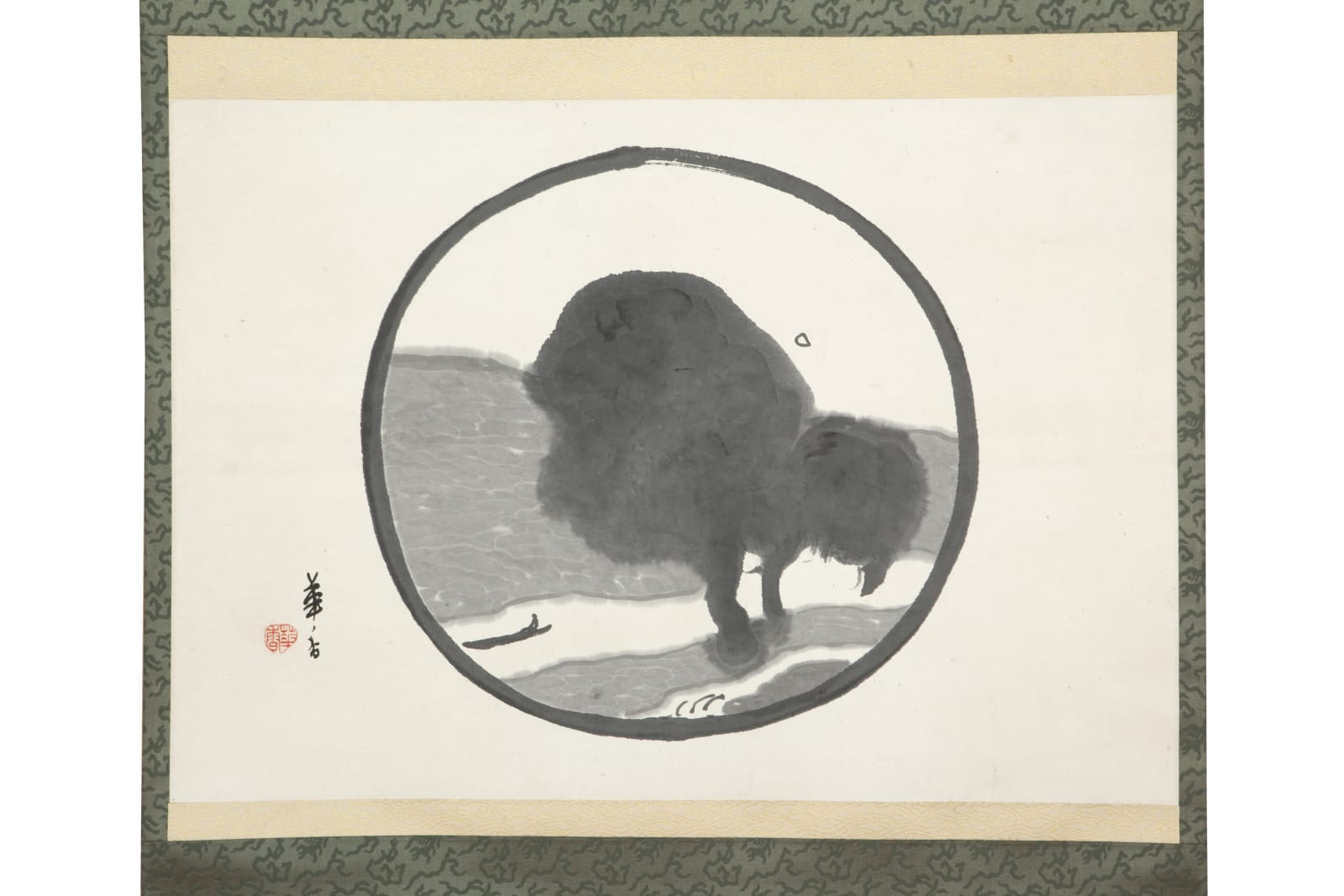 Tsuji Kakō, Enso Circle with Landscape, 1920s