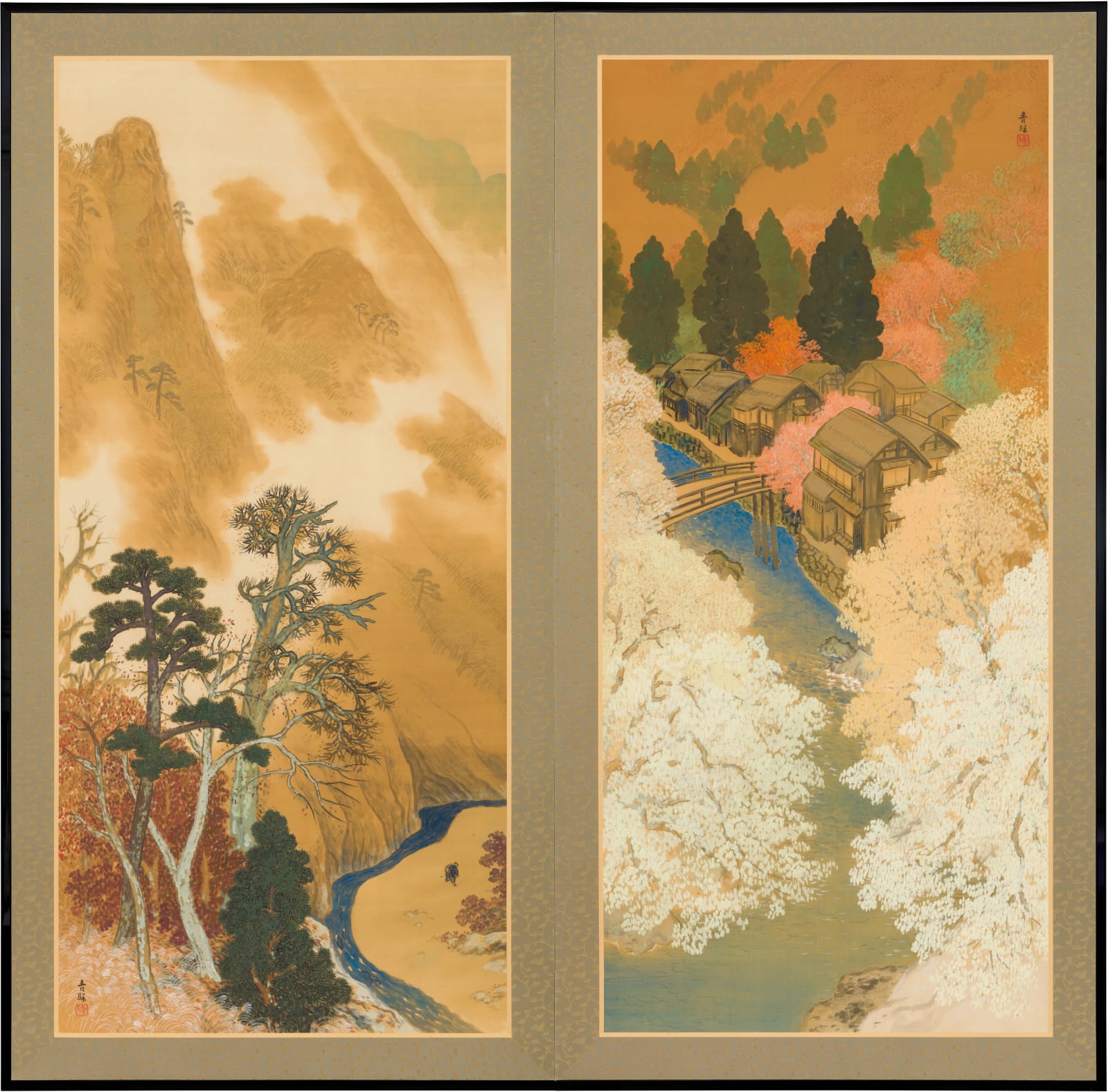 Nishimura Seiki 西村青歸, Mountain Stream in Spring and Fall , 1917