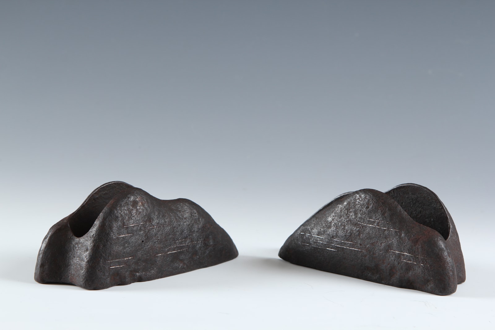 Yamakawa Takatsugu II 二代山川孝次, Pair of Mountain-Shaped Folding-Screen Holders, early 20th century