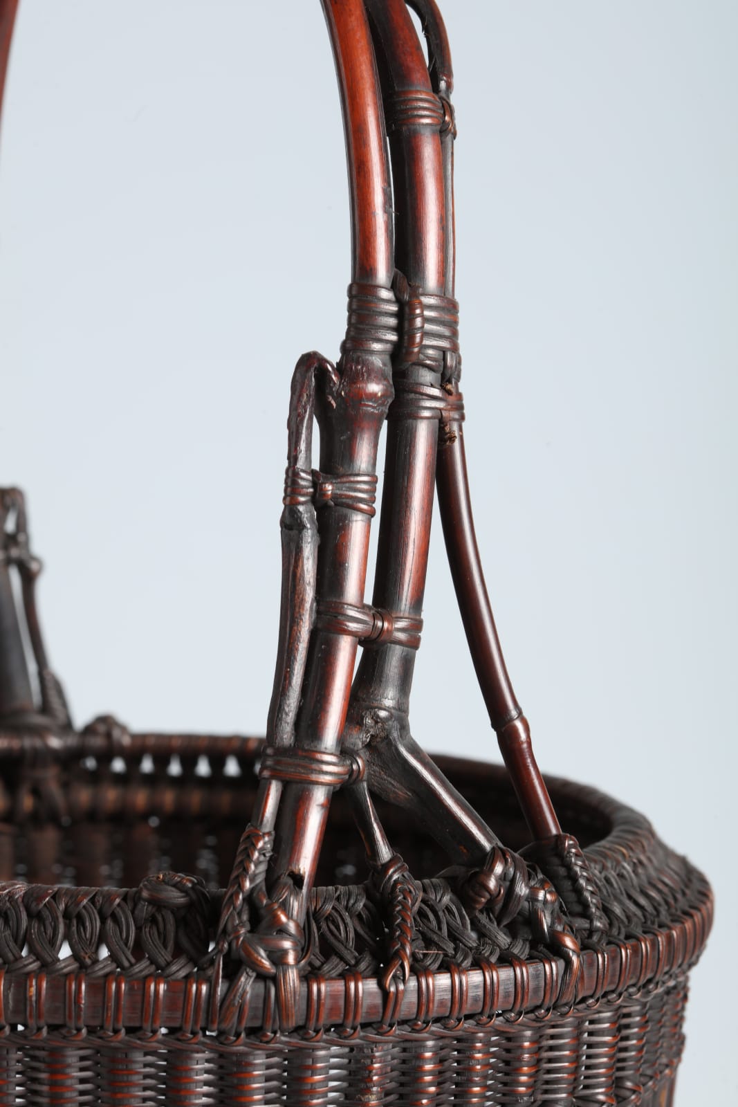 Maeda Chikubōsai I, Flower Basket with Natural Bamboo Handle and Antique Arrow Shafts, 1920s-1930s