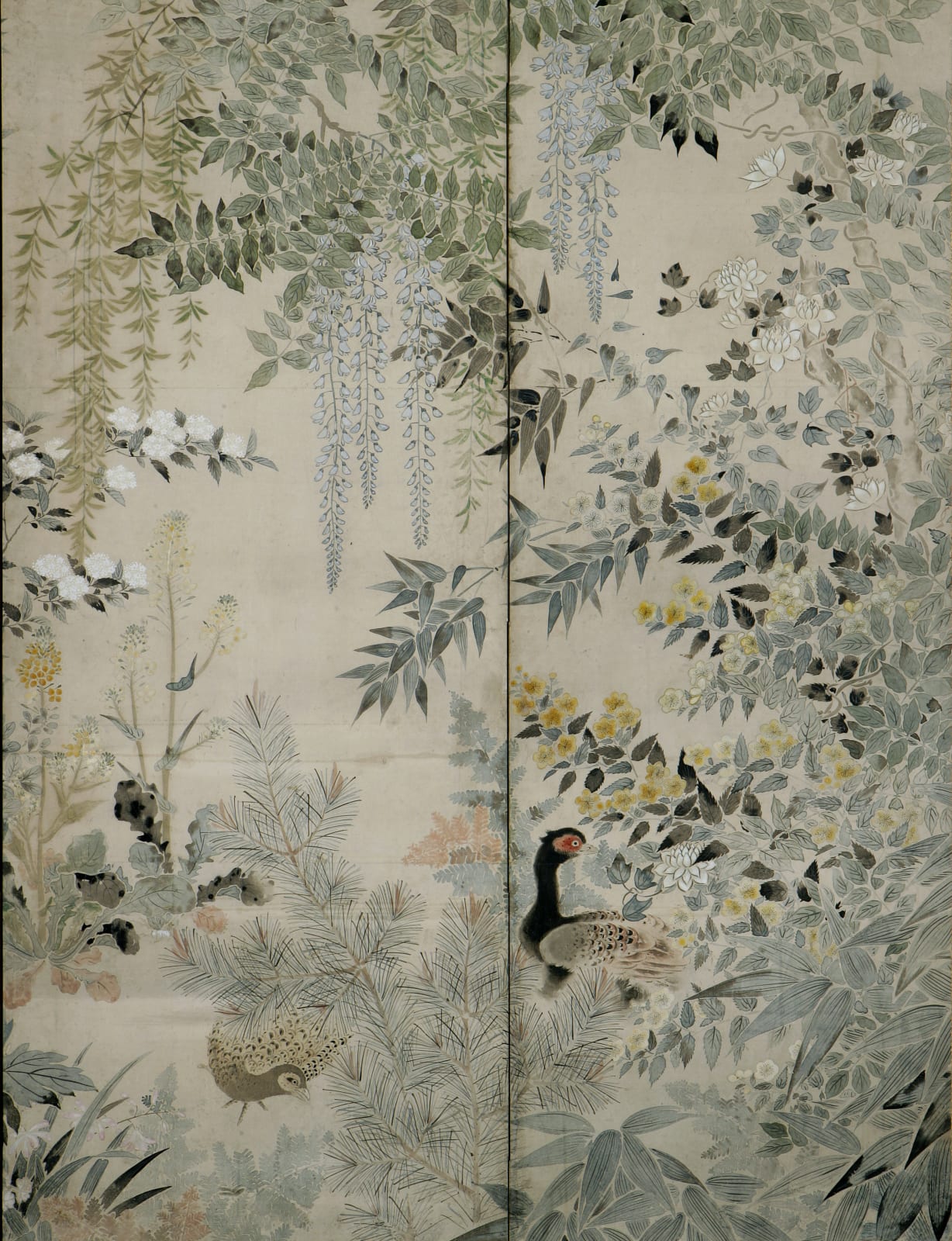 School of Ogata Korin, Birds and Flowers of the Four Seasons, early 18th century