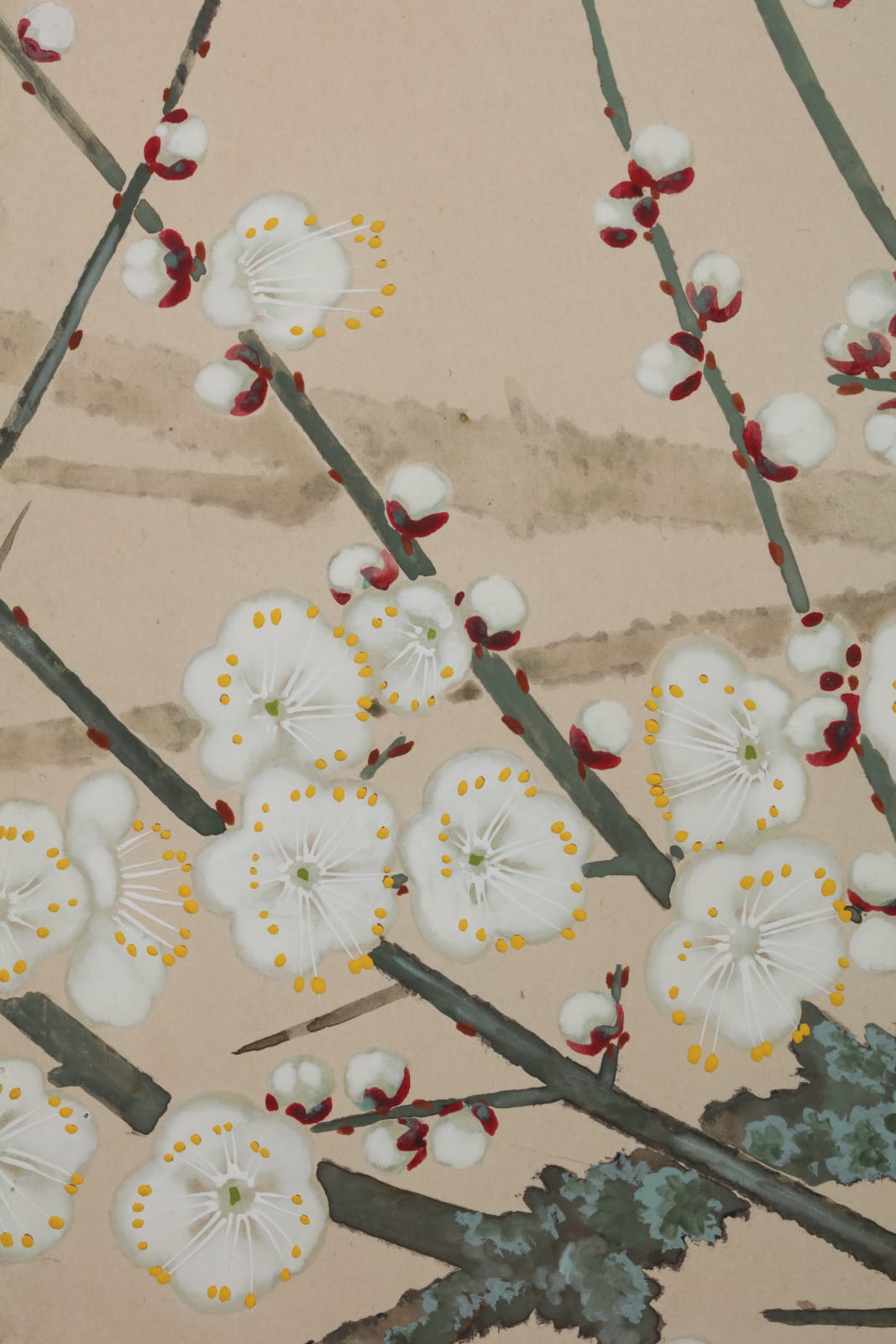 Shirayama Shunpō, Blooming Plum Trees and Birds, ca 1915