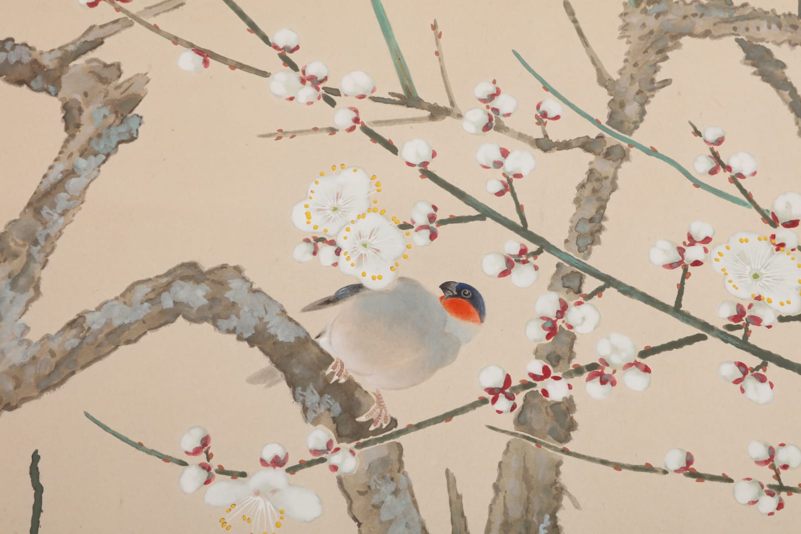 Shirayama Shunpō, Blooming Plum Trees and Birds, ca 1915