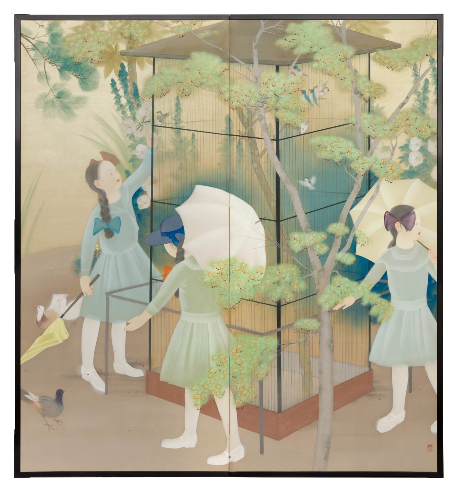 Matsushima Hakkō, attr., Saezuri (Twittering Birds), ca 1932
