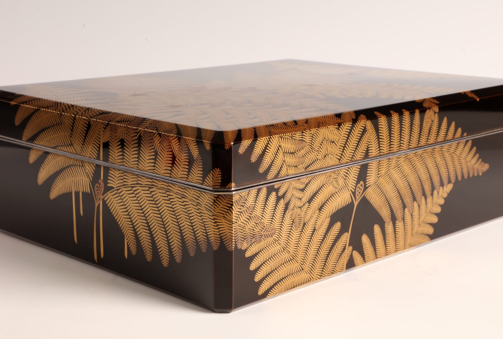 Miki Gyokushin II, Set of Paper Box, Box for Writing Utensils, and Box for Brushes with Design of Ferns, 1920s