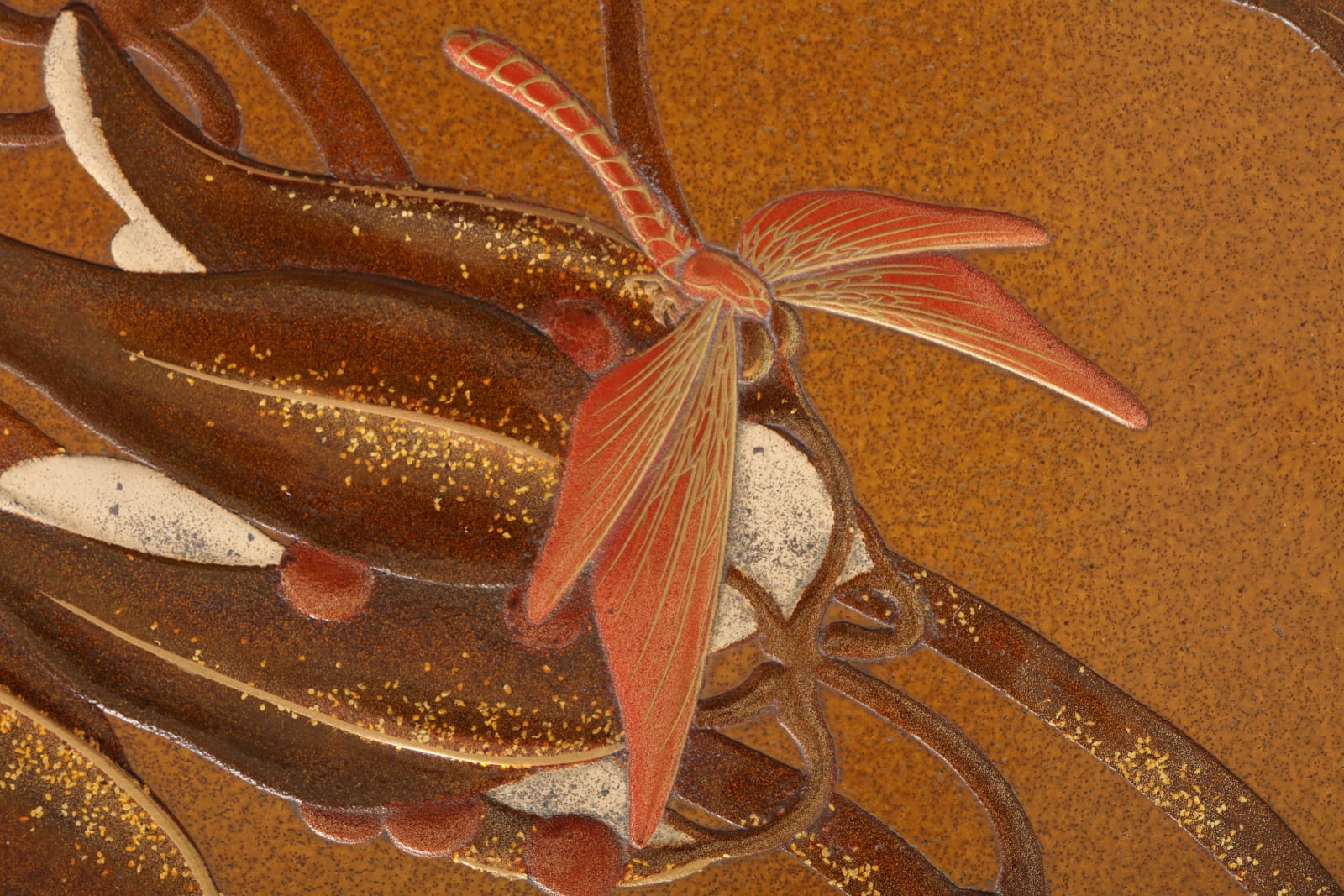 Chōhō Narahara, Accessory Box with Design of Gentians and Dragonfly, 1950s