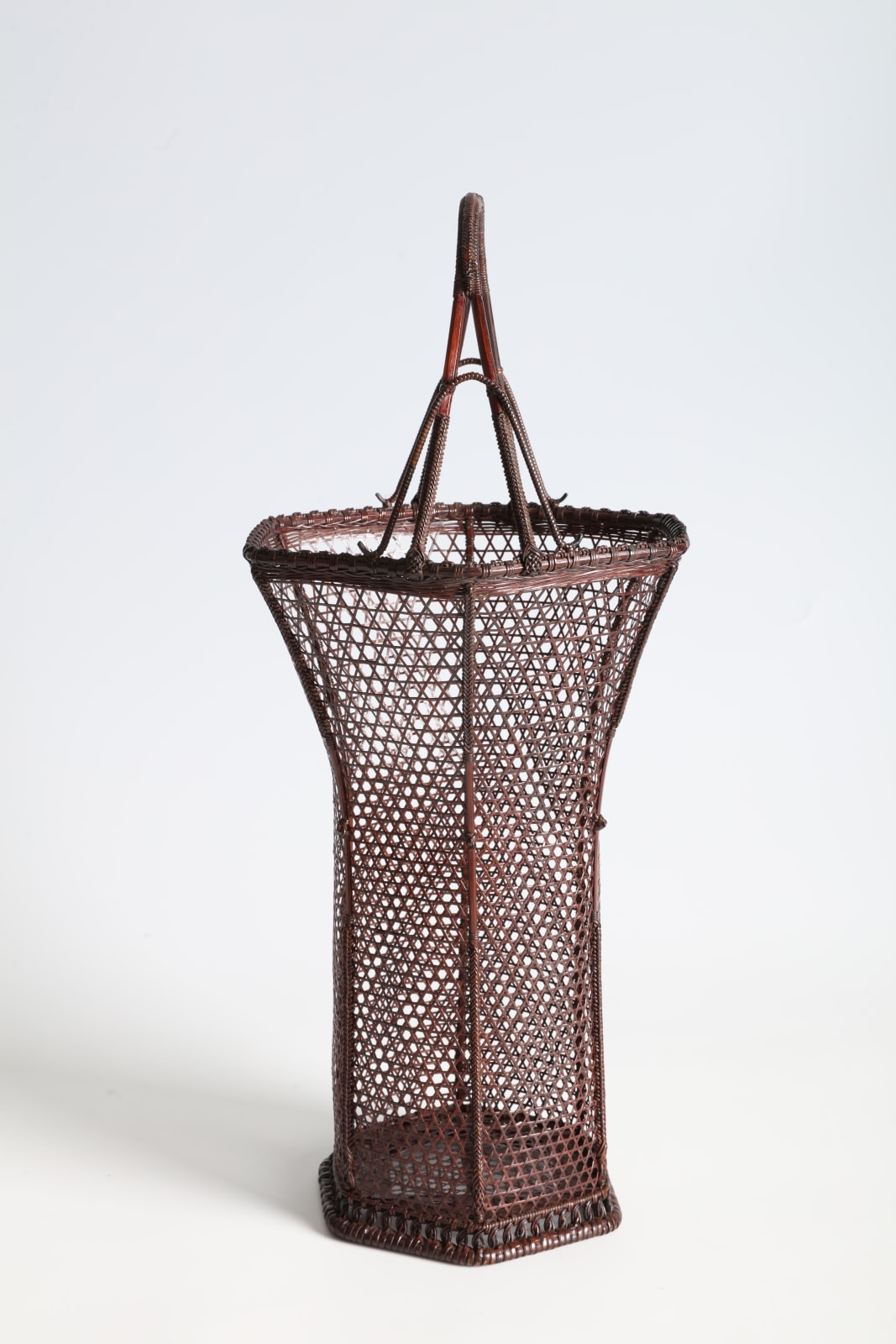 Ueda Shōunsai, Splayed Handled Flower Basket in Hexagonal Plaiting, ca 1940