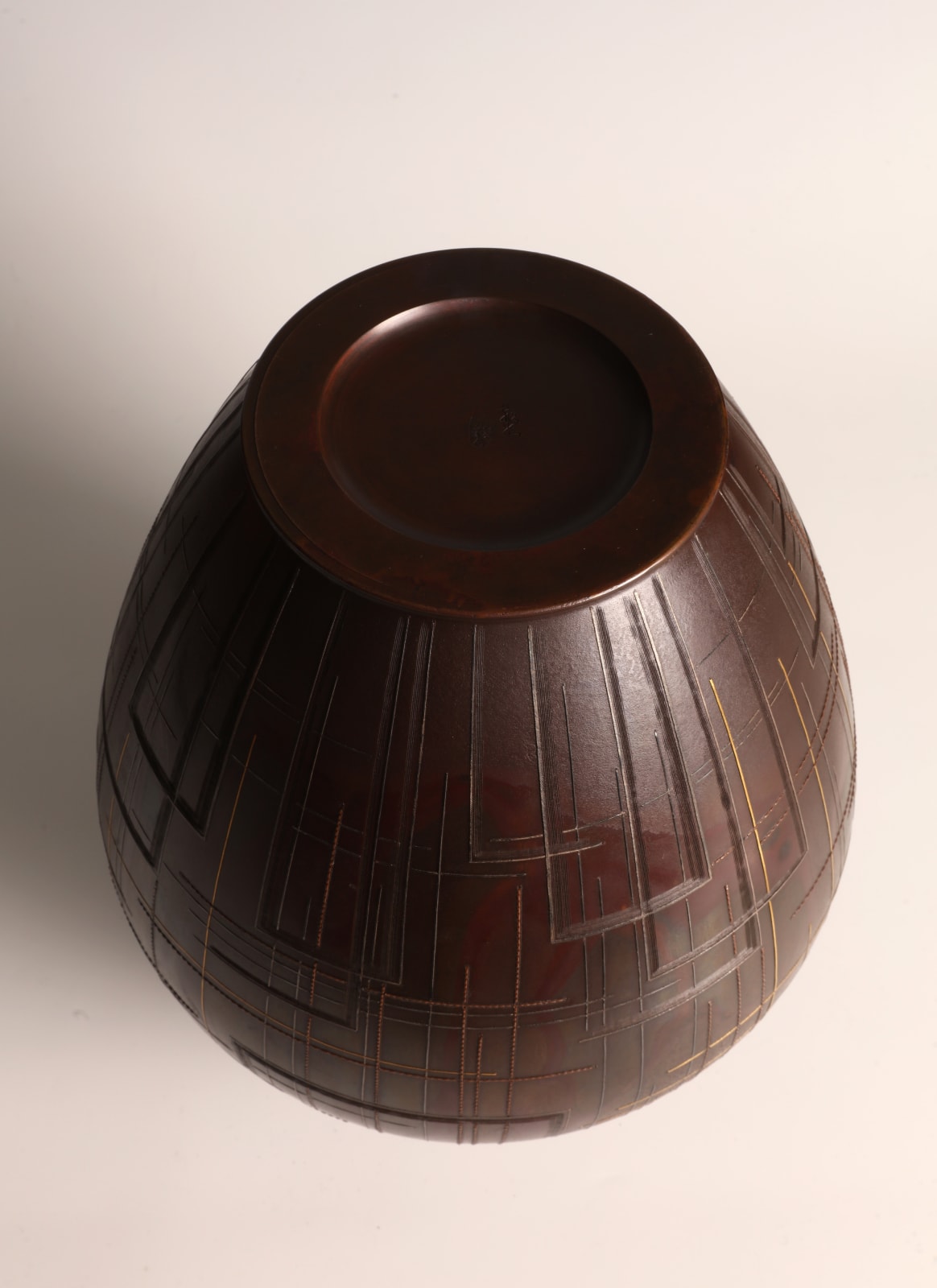 Hannya Kankei, Patinated and Inlaid Bronze Flower Vase, 1980s