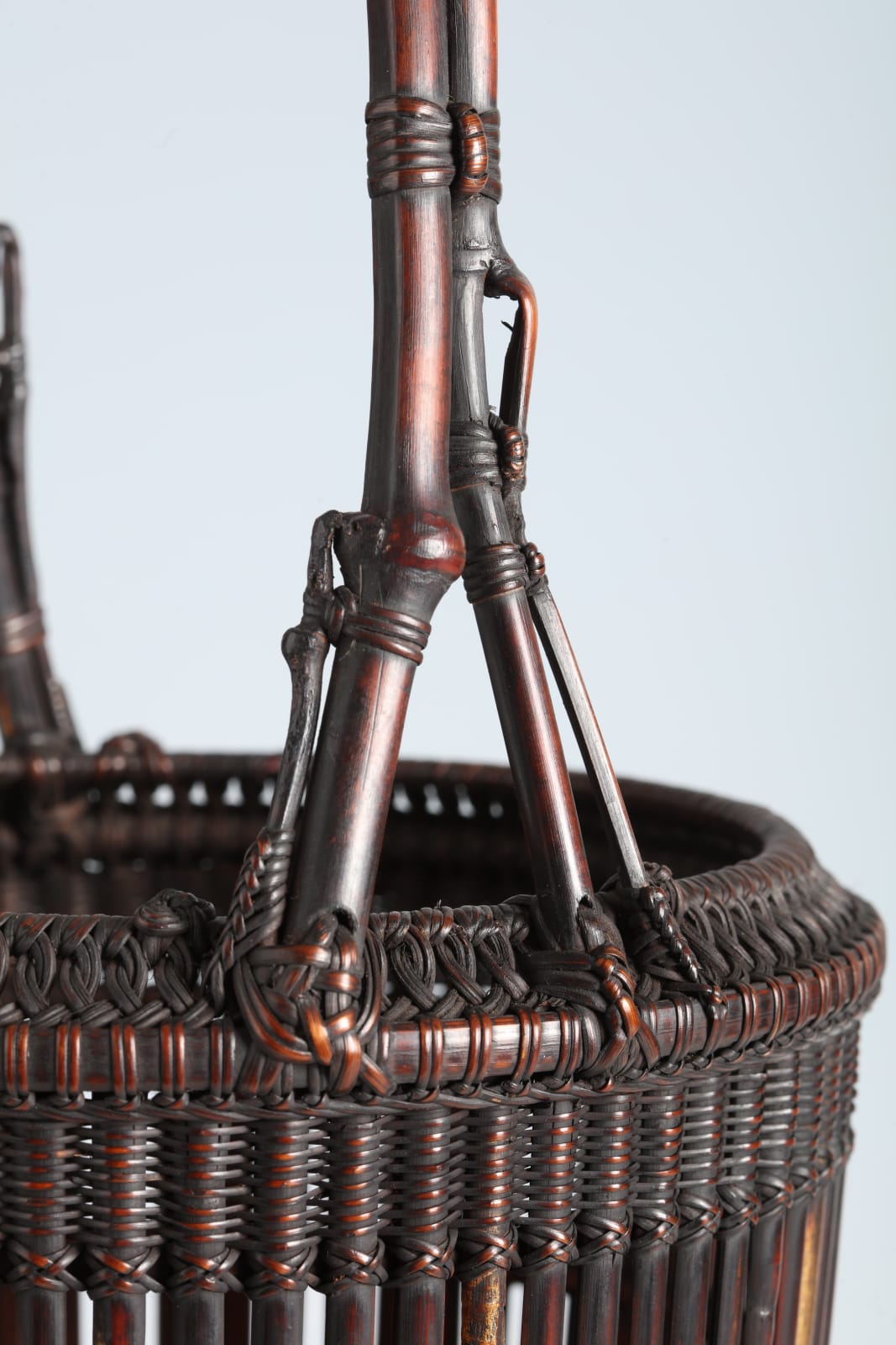 Maeda Chikubōsai I, Flower Basket with Natural Bamboo Handle and Antique Arrow Shafts, 1920s-1930s