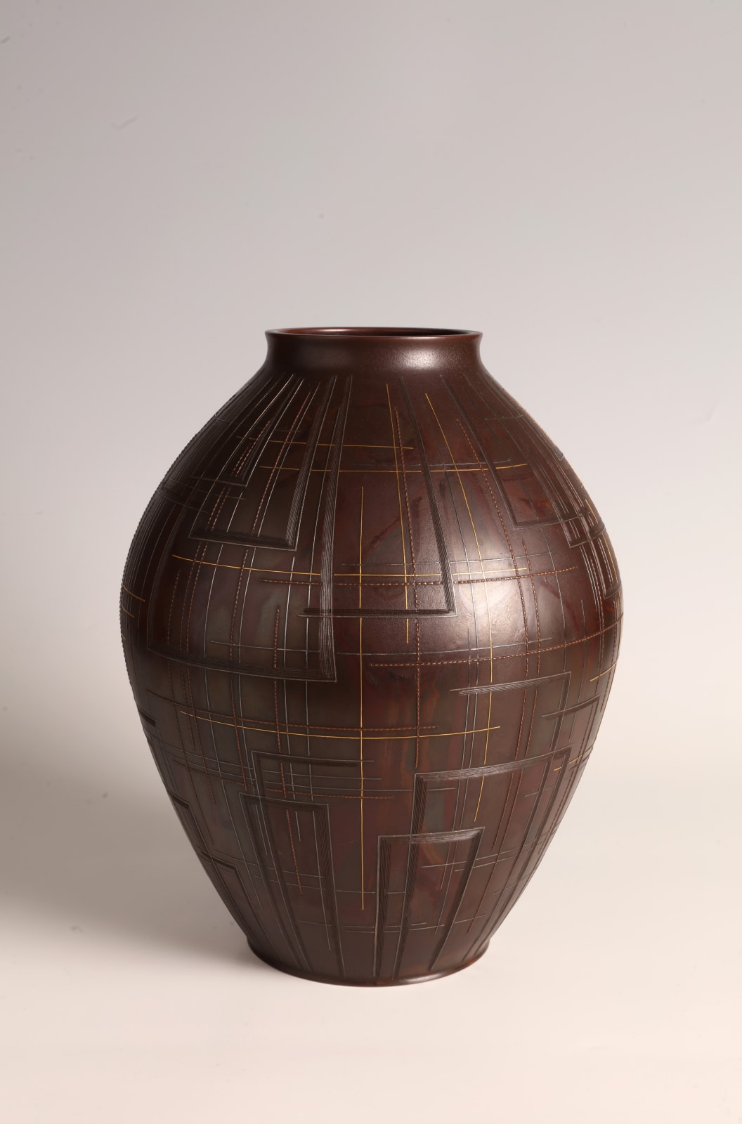 Hannya Kankei, Patinated and Inlaid Bronze Flower Vase, 1980s