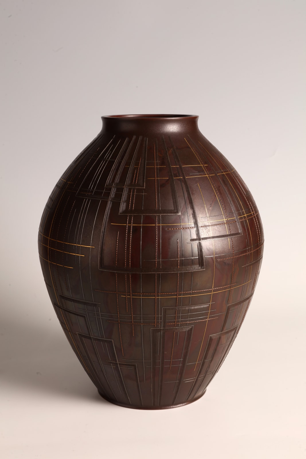Hannya Kankei, Patinated and Inlaid Bronze Flower Vase, 1980s