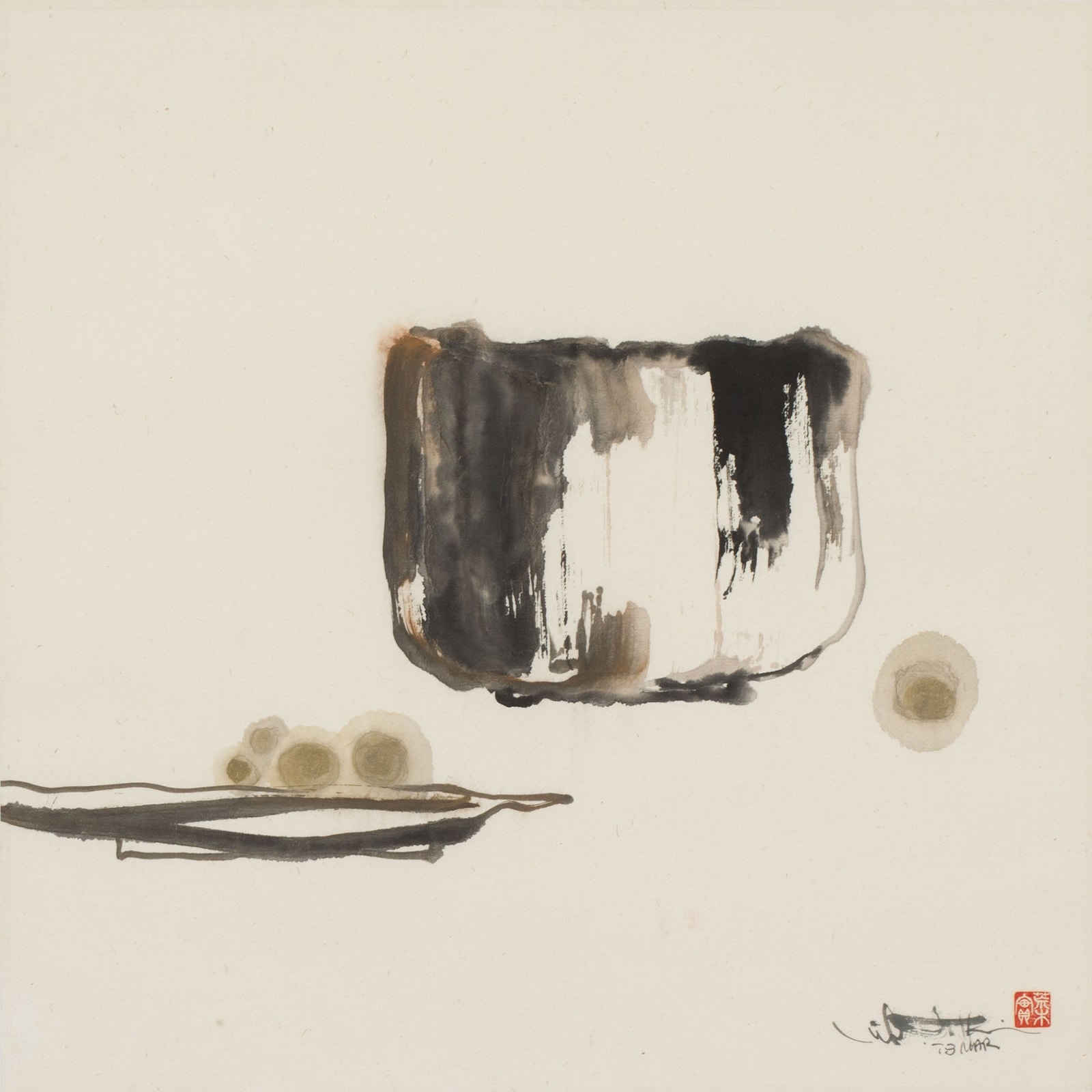 Minol Araki, Tea Bowl and Platter with Fruit, 1978