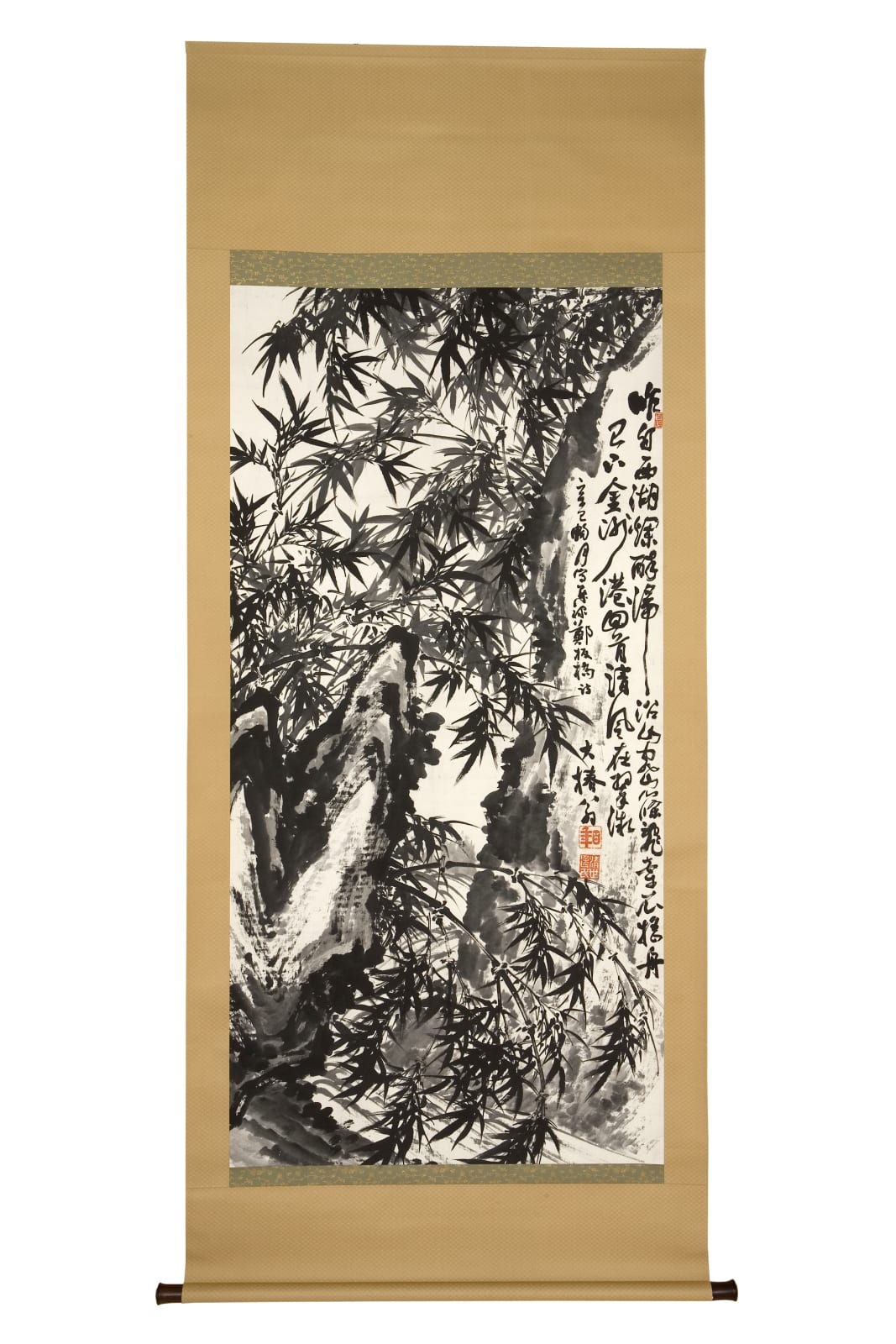 Suzuki Hyakunen, Bamboo, Rocks, and Stream, dated 1881