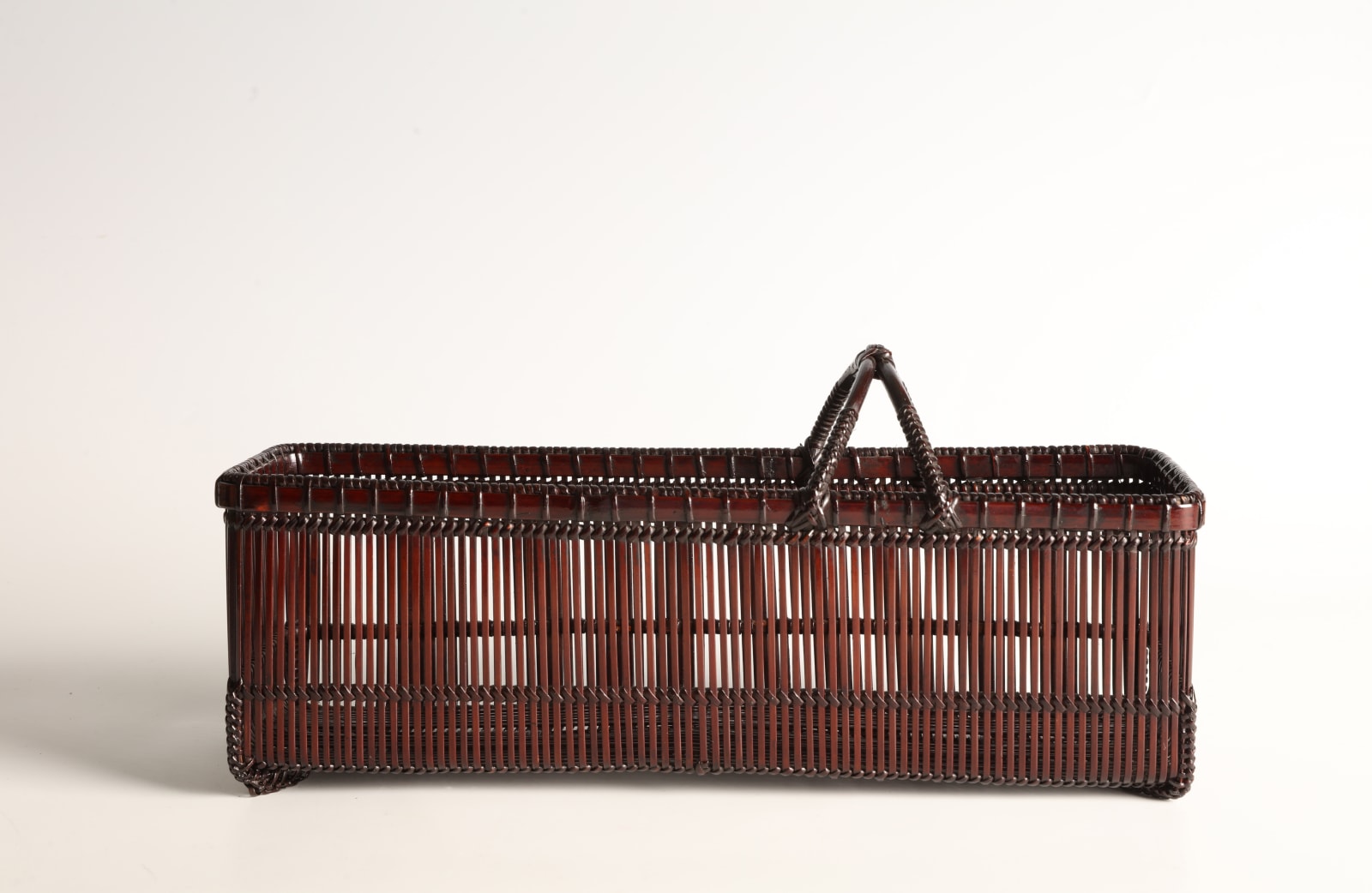 Suemura Shōbun, Parallel-Line Rectangular Flower Basket, ca 1992