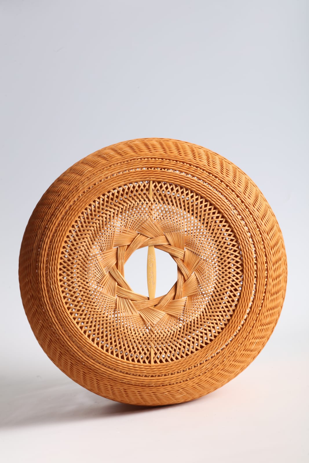 Iizuka Rōkansai, “Long Life” Leached Bamboo Flower Basket, 1940s-1950s