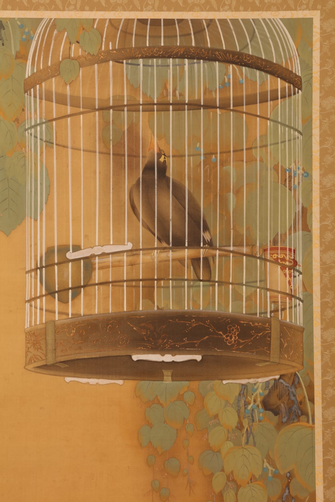 Kahata Tosen, Collie and Myna Bird (In a Peaceful Garden, The First Signs of Autumn), 1926