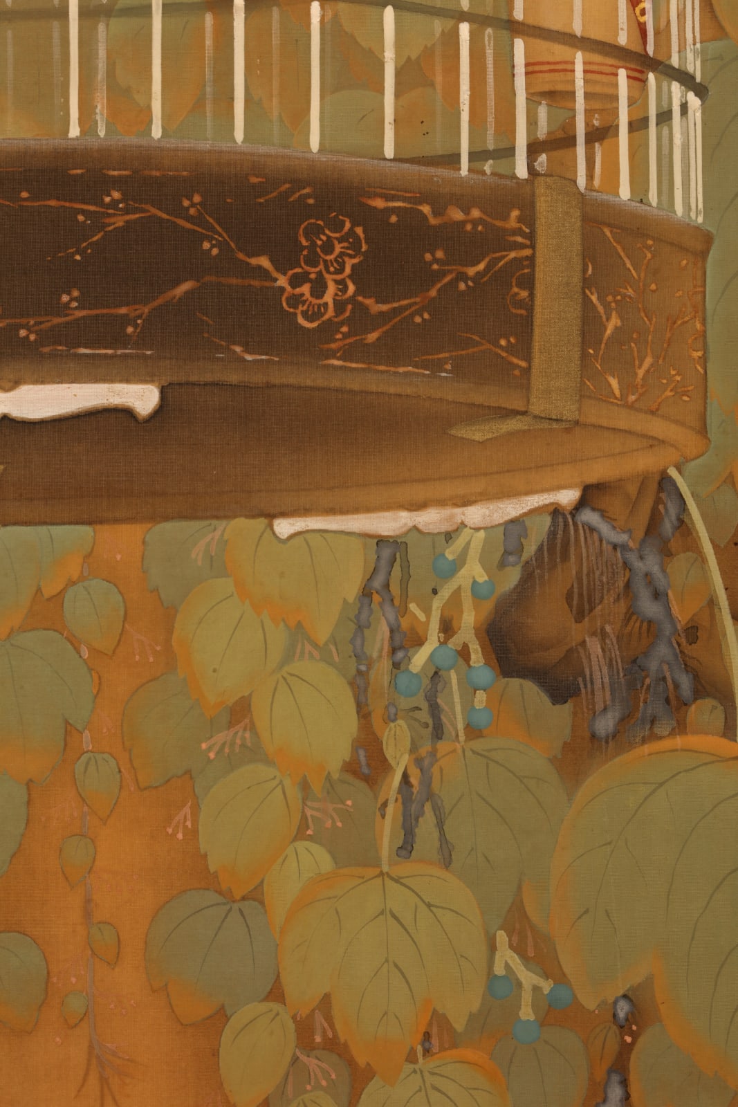 Kahata Tosen, Collie and Myna Bird (In a Peaceful Garden, The First Signs of Autumn), 1926