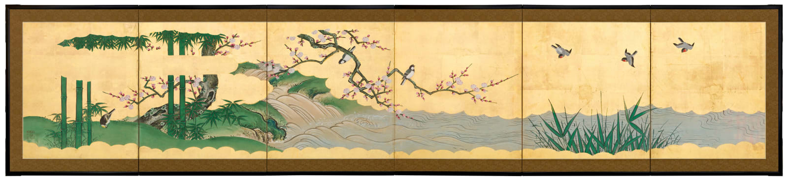 Kano School, Birds by Flowering Plum and Bamboo, 19th century