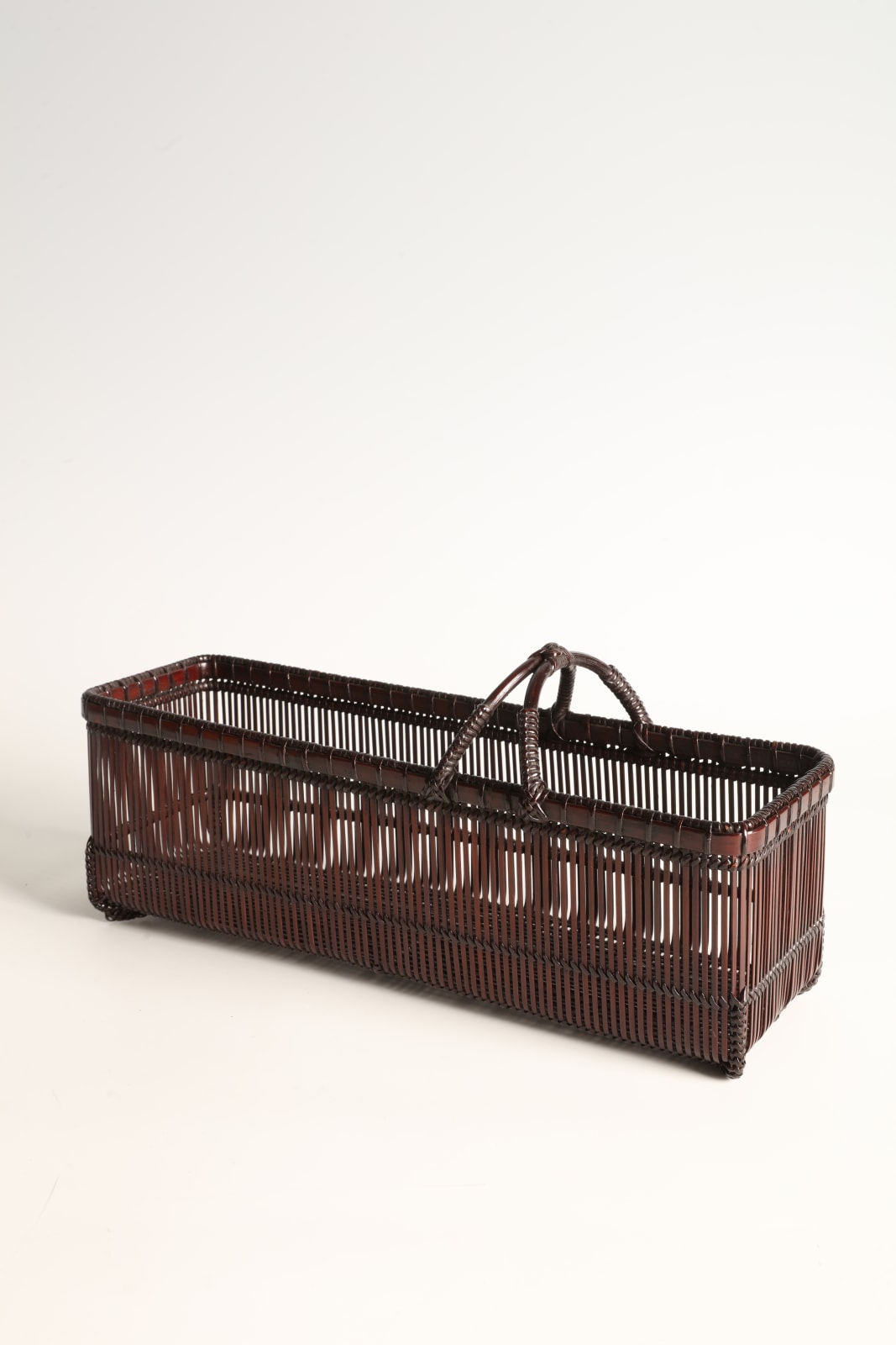 Suemura Shōbun, Parallel-Line Rectangular Flower Basket, ca 1992