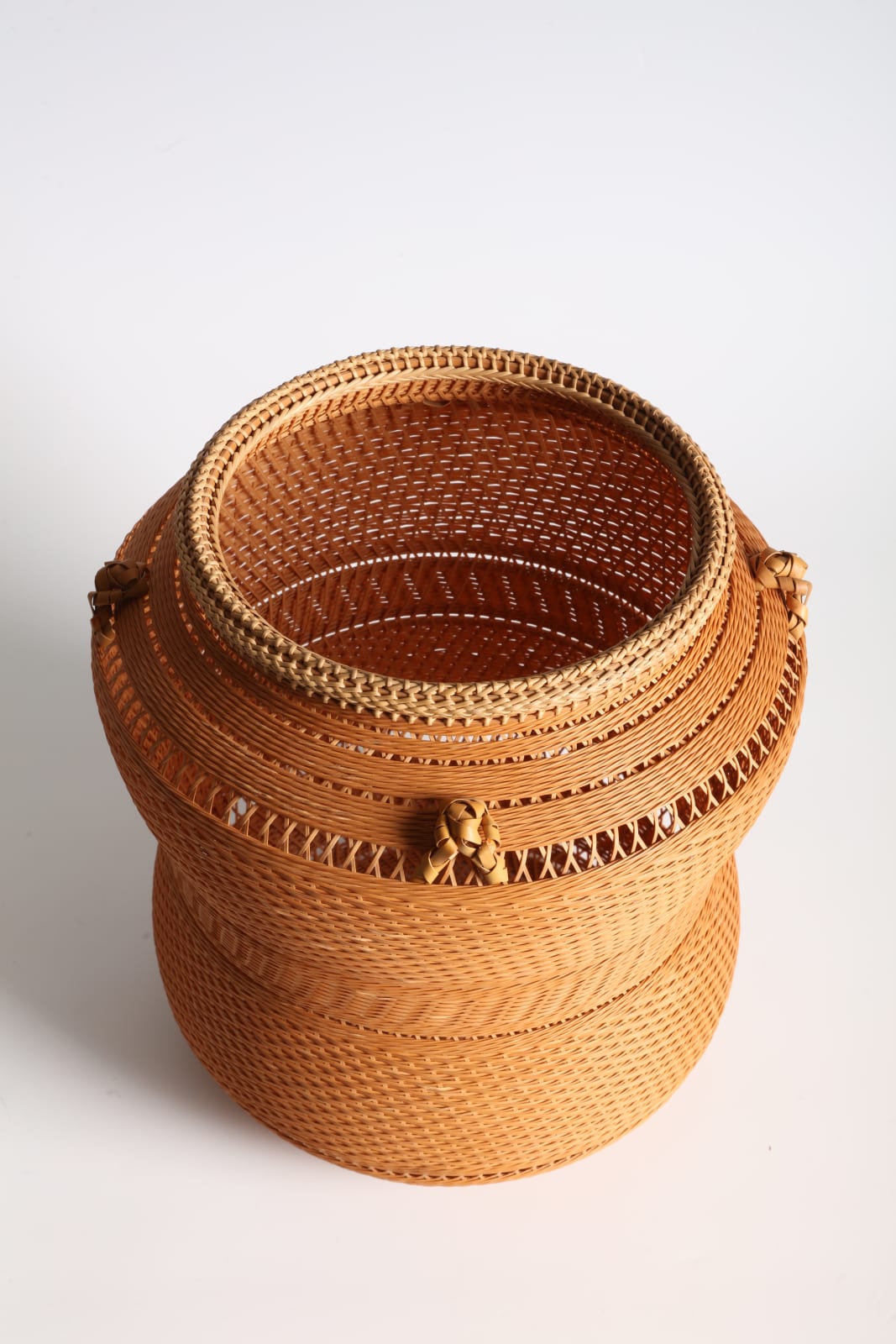 Iizuka Rōkansai, “Long Life” Leached Bamboo Flower Basket, 1940s-1950s