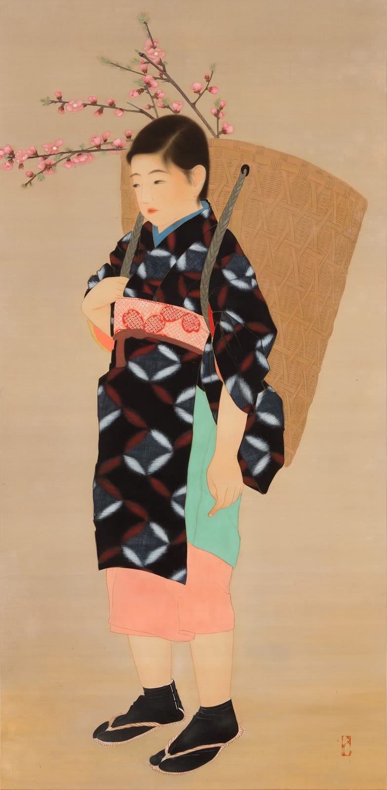Yoshiyuki, Girl with Flowering Plum Branches, 1920s