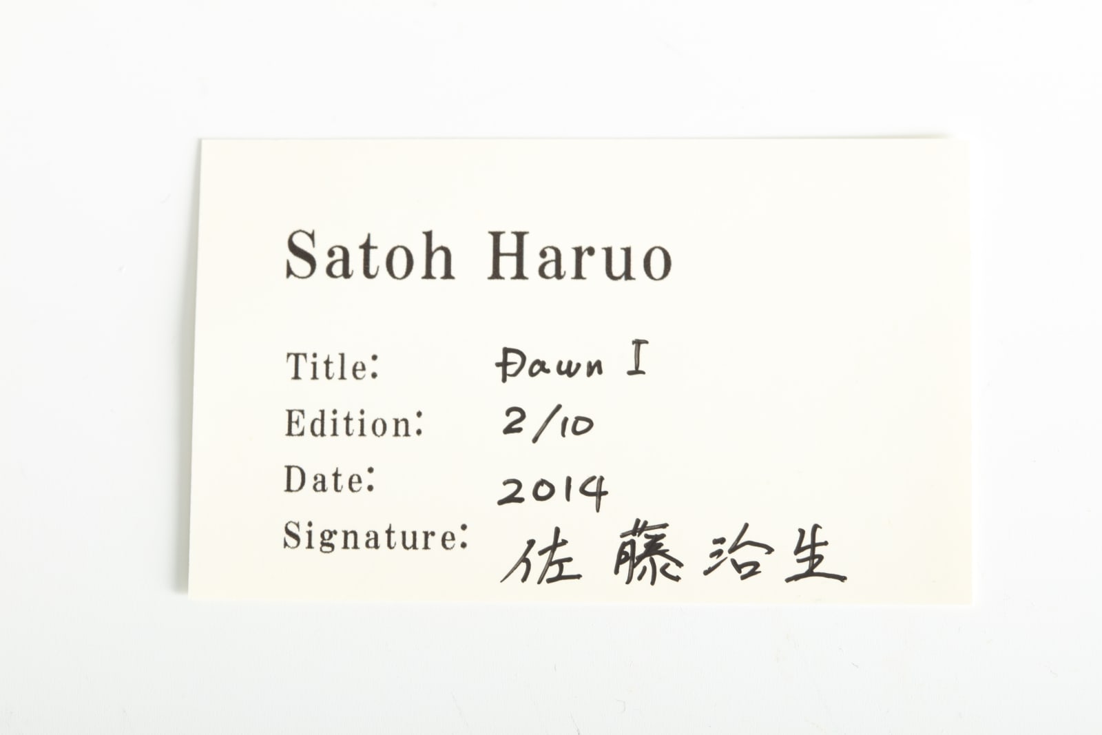 Satō Haruo, Dawn I, 2014