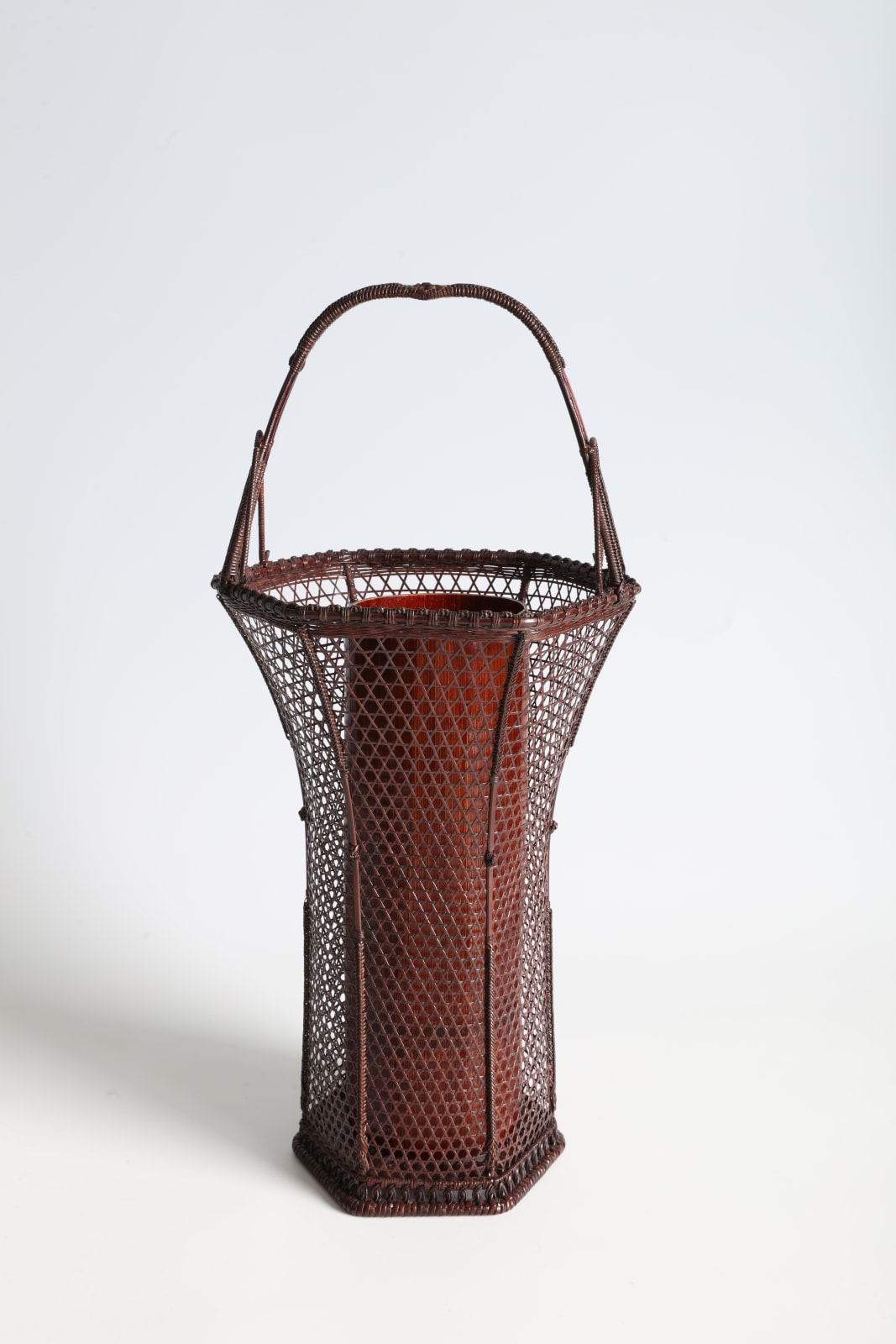 Ueda Shōunsai, Splayed Handled Flower Basket in Hexagonal Plaiting, ca 1940