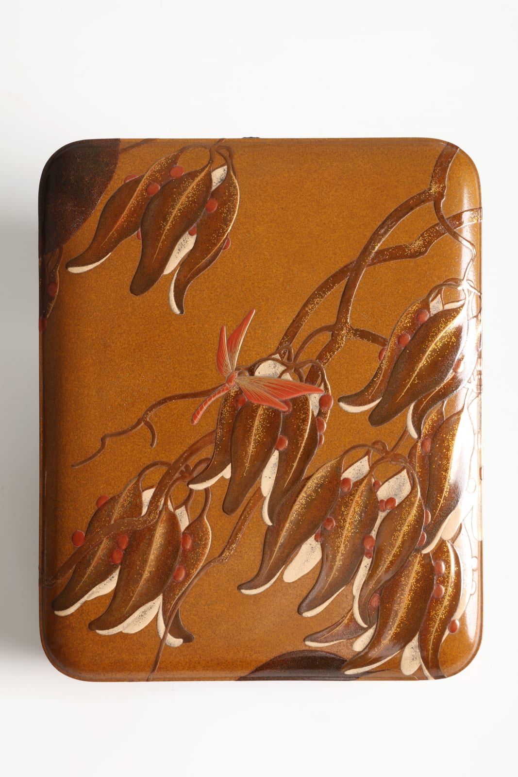 Chōhō Narahara, Accessory Box with Design of Gentians and Dragonfly, 1950s
