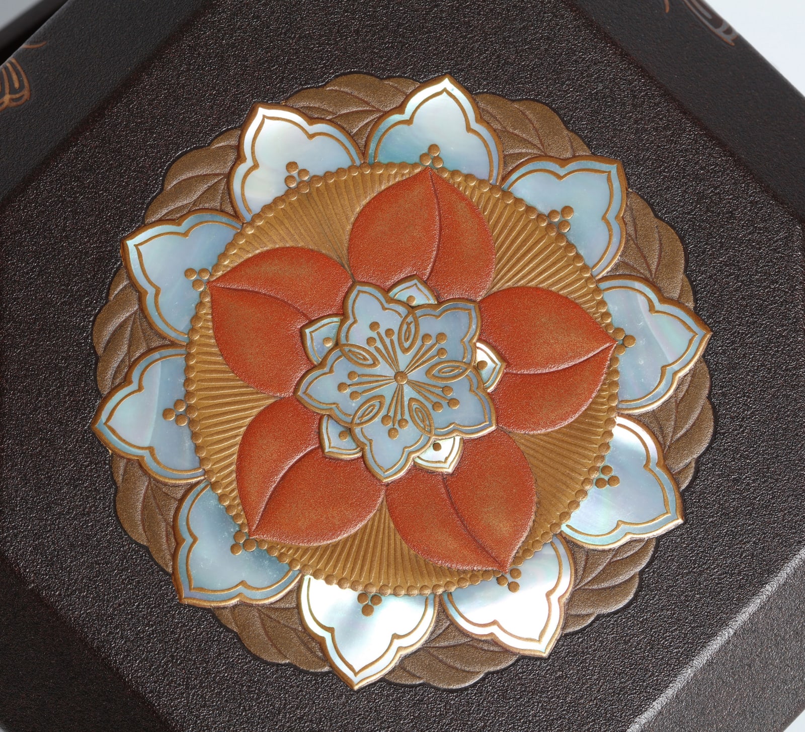 Mitamura Jiho, Octagonal Jewel Box with Peach Blossom and Butterflies, 1920s