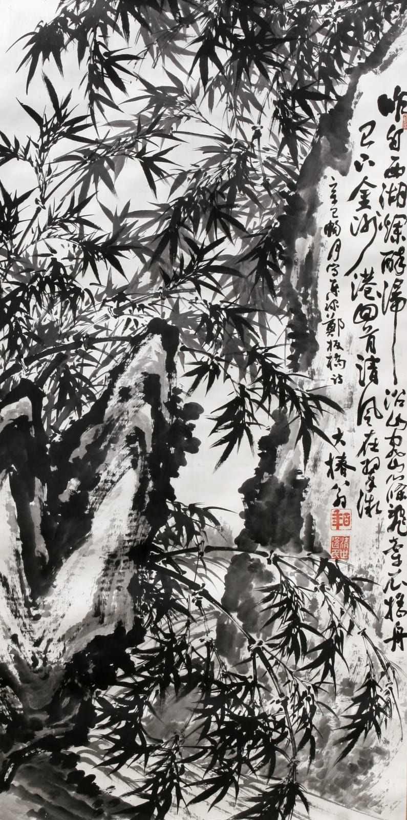 Suzuki Hyakunen, Bamboo, Rocks, and Stream, dated 1881