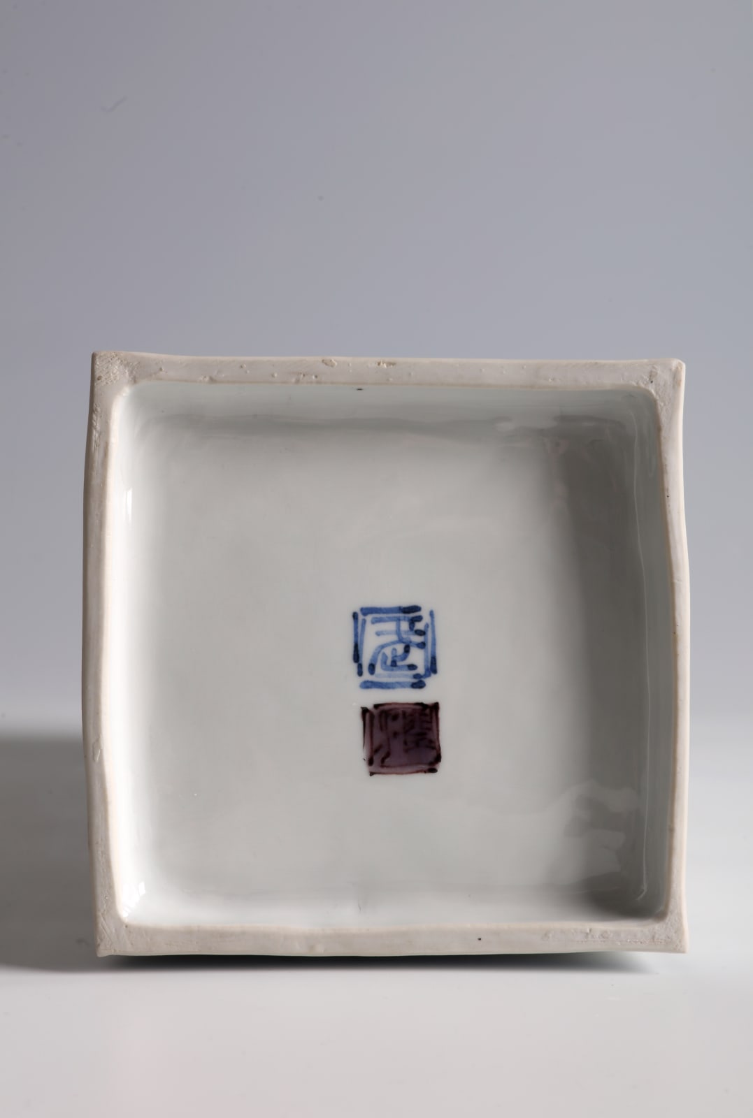 Takegoshi Jun, Square Vase with Bull-Headed Shrikes on Tree Branches, ca 2000
