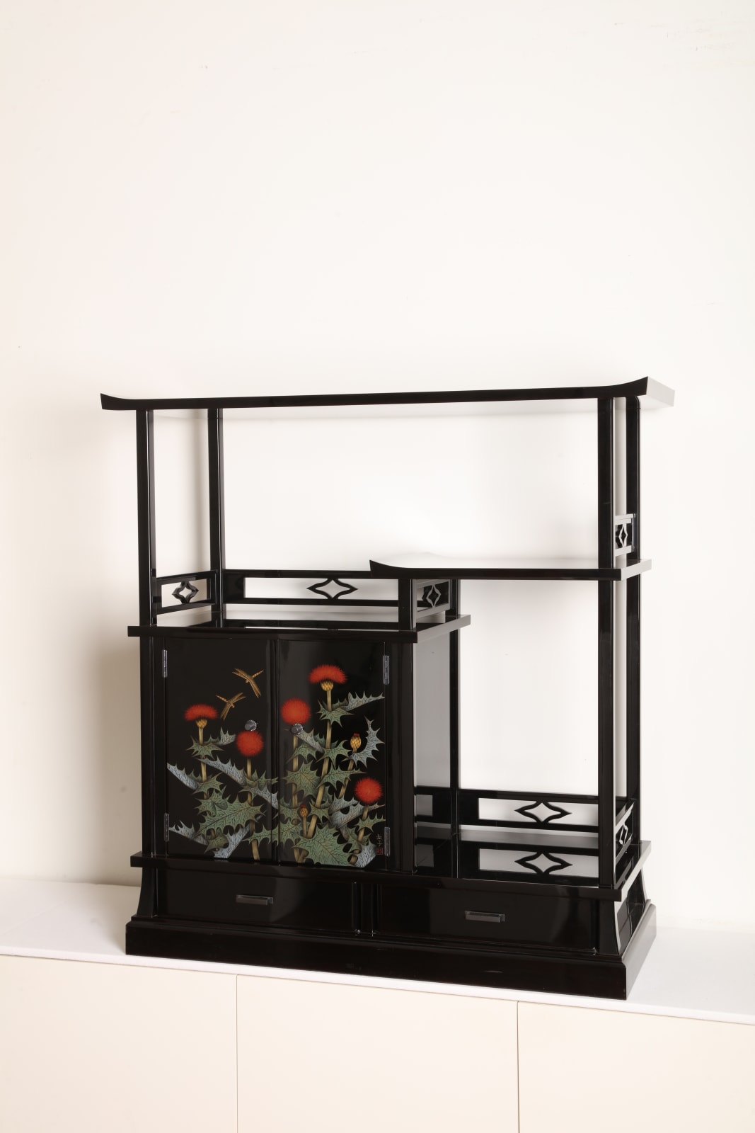 Taniuchi Kazuko, Shelf for Cosmetic Boxes with Design of Dragonflies and Thistles, 1990s