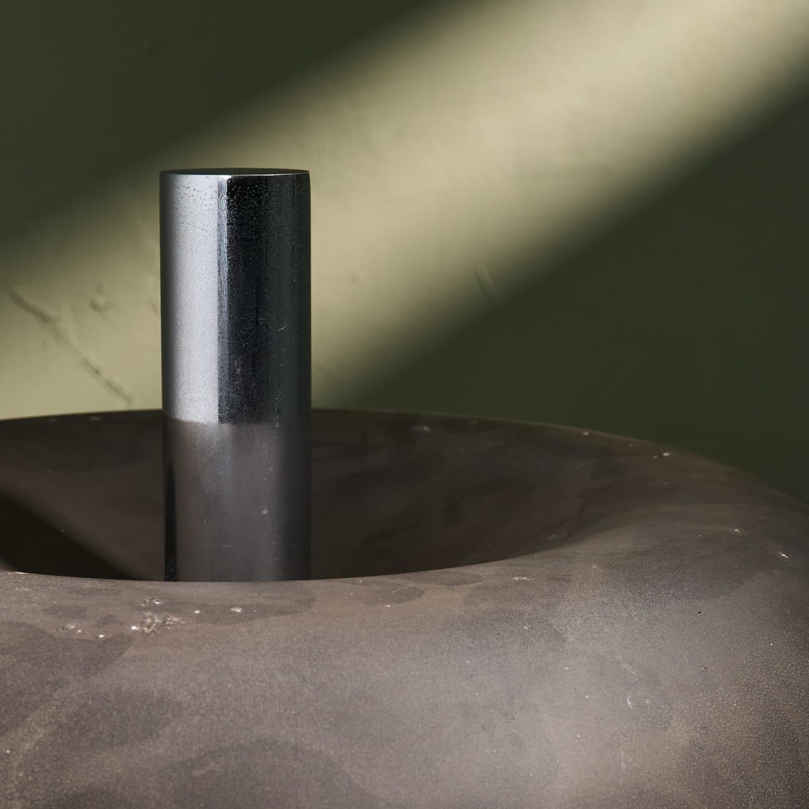 Heinz F.W. Stahl, Large Table Lamp with Patinated Shade and Chrome Plated Metal Base for Hillebrand, Germany, 1960s