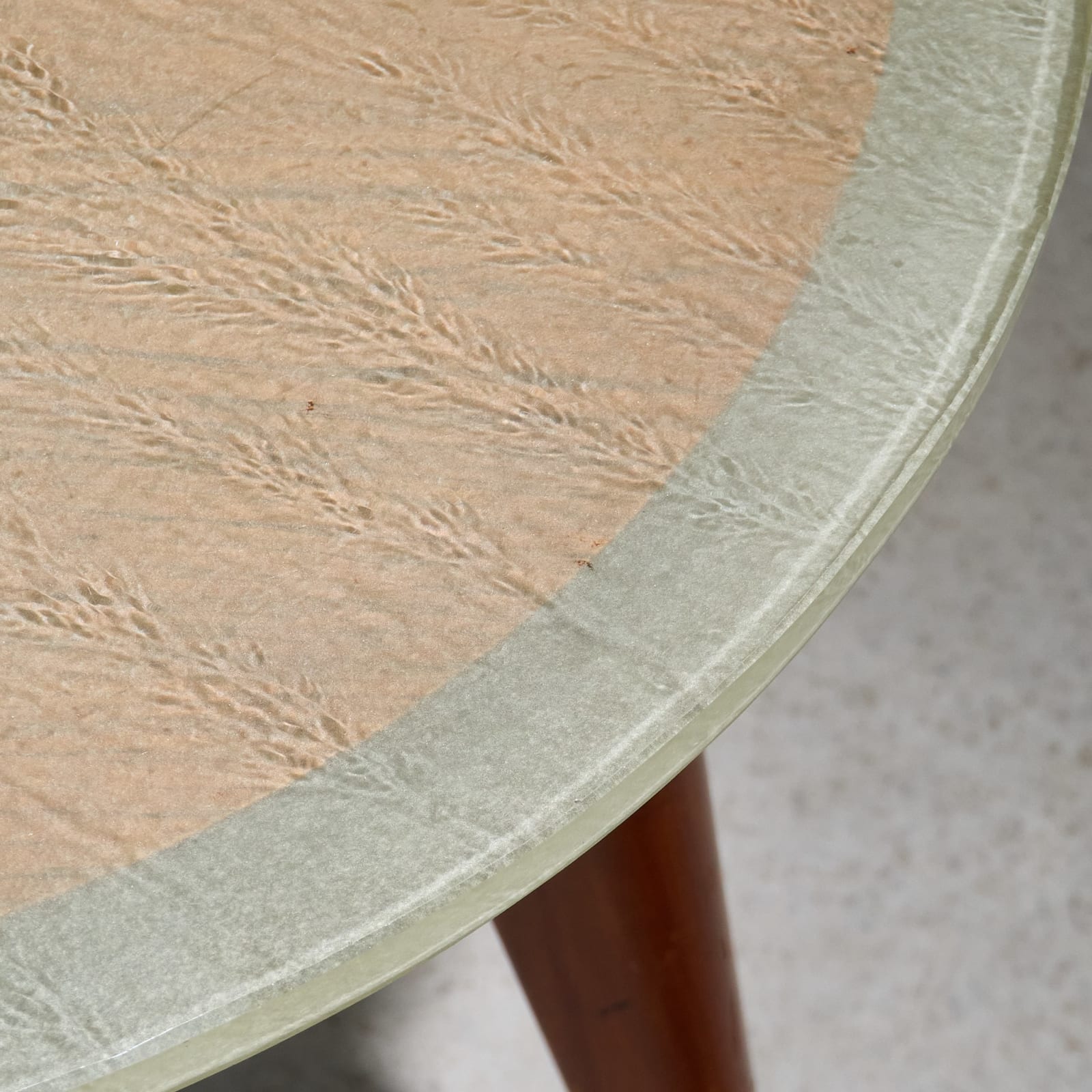 Unknown, Side Table with Saint Gobain Pastel Green Structured Glass Top, 1940s-1950s