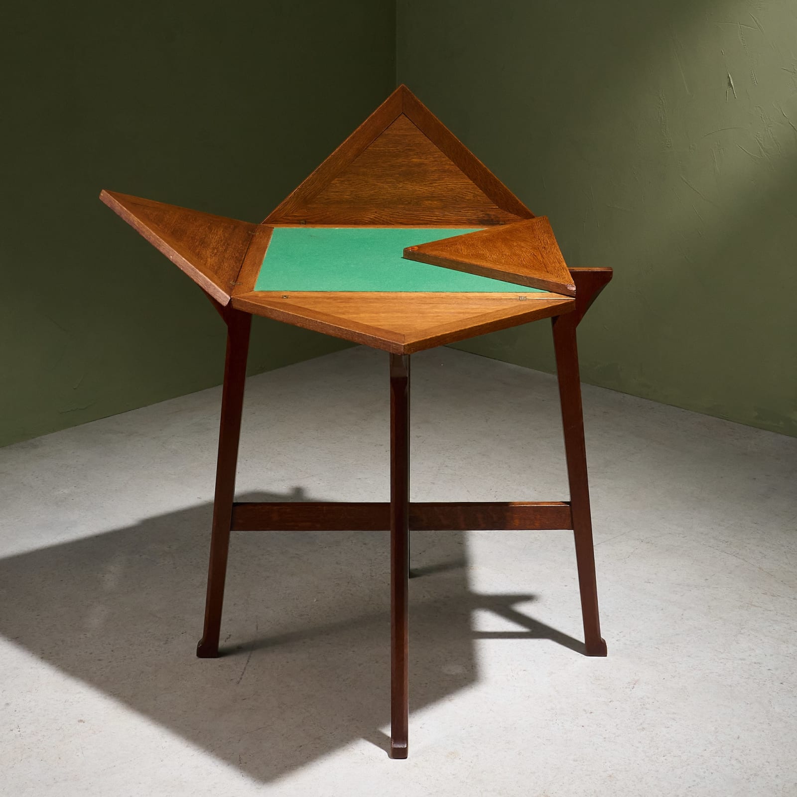 Envelope Game Table in Oak, The Netherlands, 1910s-1920s