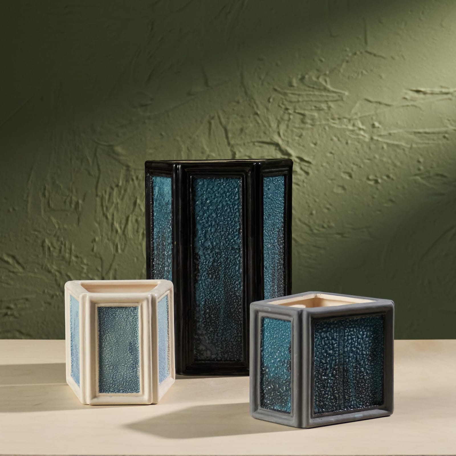 Eunsol Kim, 'Window' Series W1 Glazed Ceramic Sculpture in Black and Blue, The Netherlands, 2025