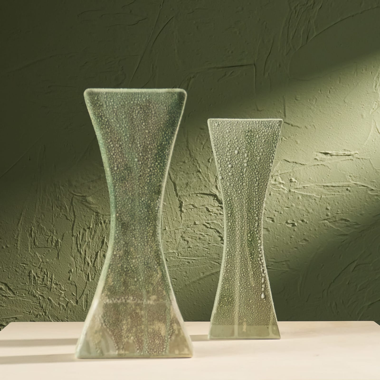 Eunsol Kim, 'Condensation' Series, Set of Two Glazed Ceramic Sculptures in Green, The Netherlands, 2025