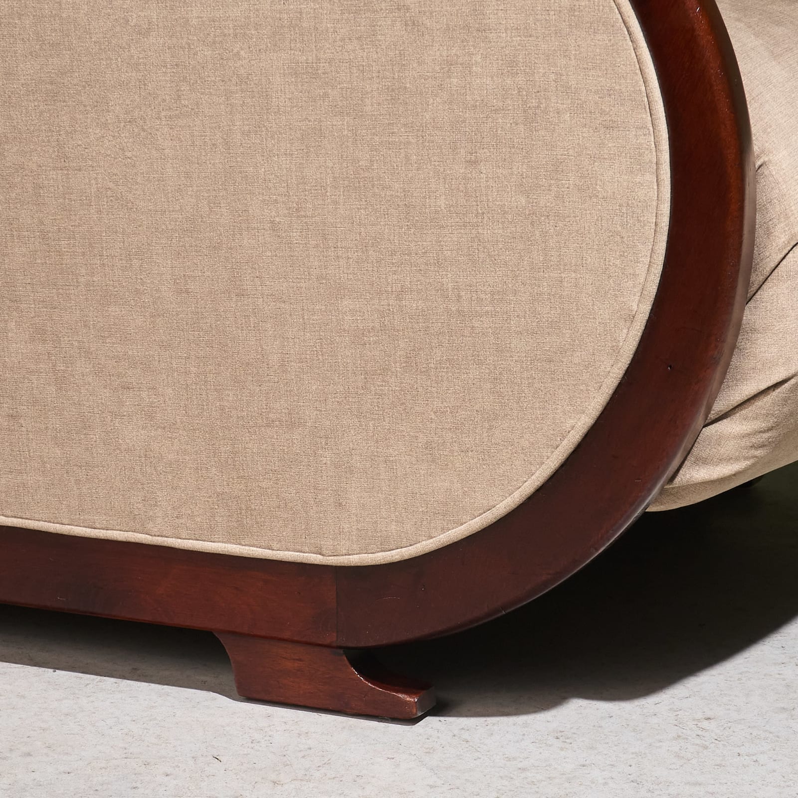 Art Deco Lounge Chair in Ivory Upholstery and Mahogany, France, 1930s