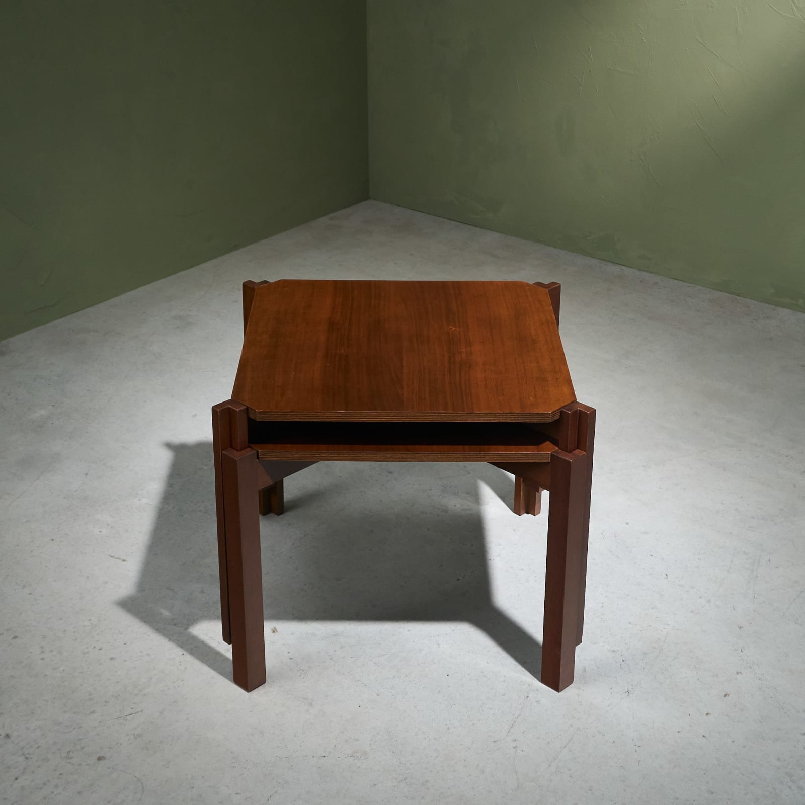 Stackable Pair of Side or Nesting Tables with Plywood Top, Italy, 1950s