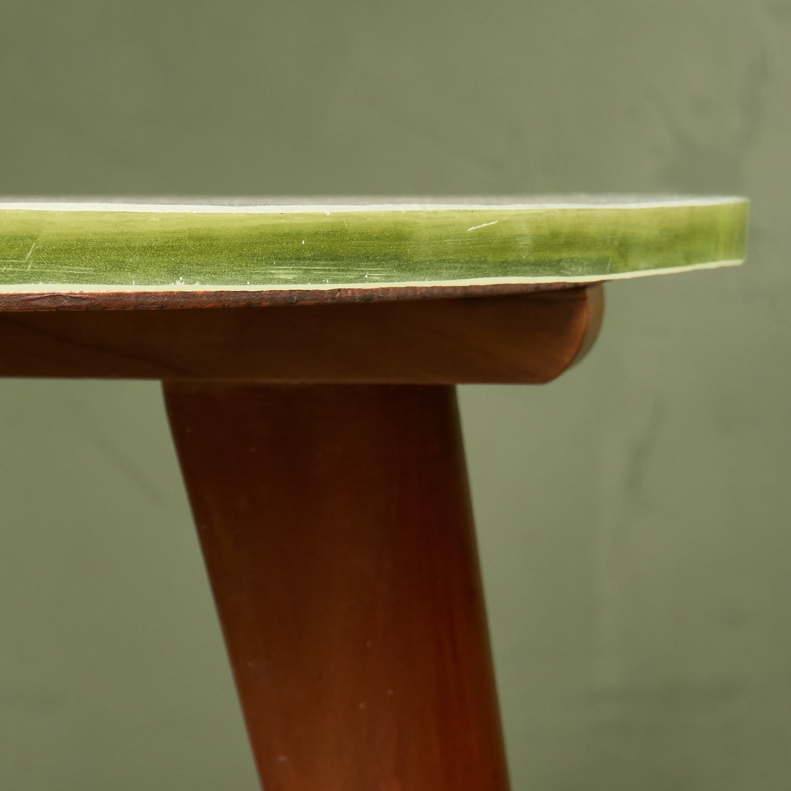 Side Table with Saint Gobain Pastel Green Structured Glass Top, 1940s-1950s