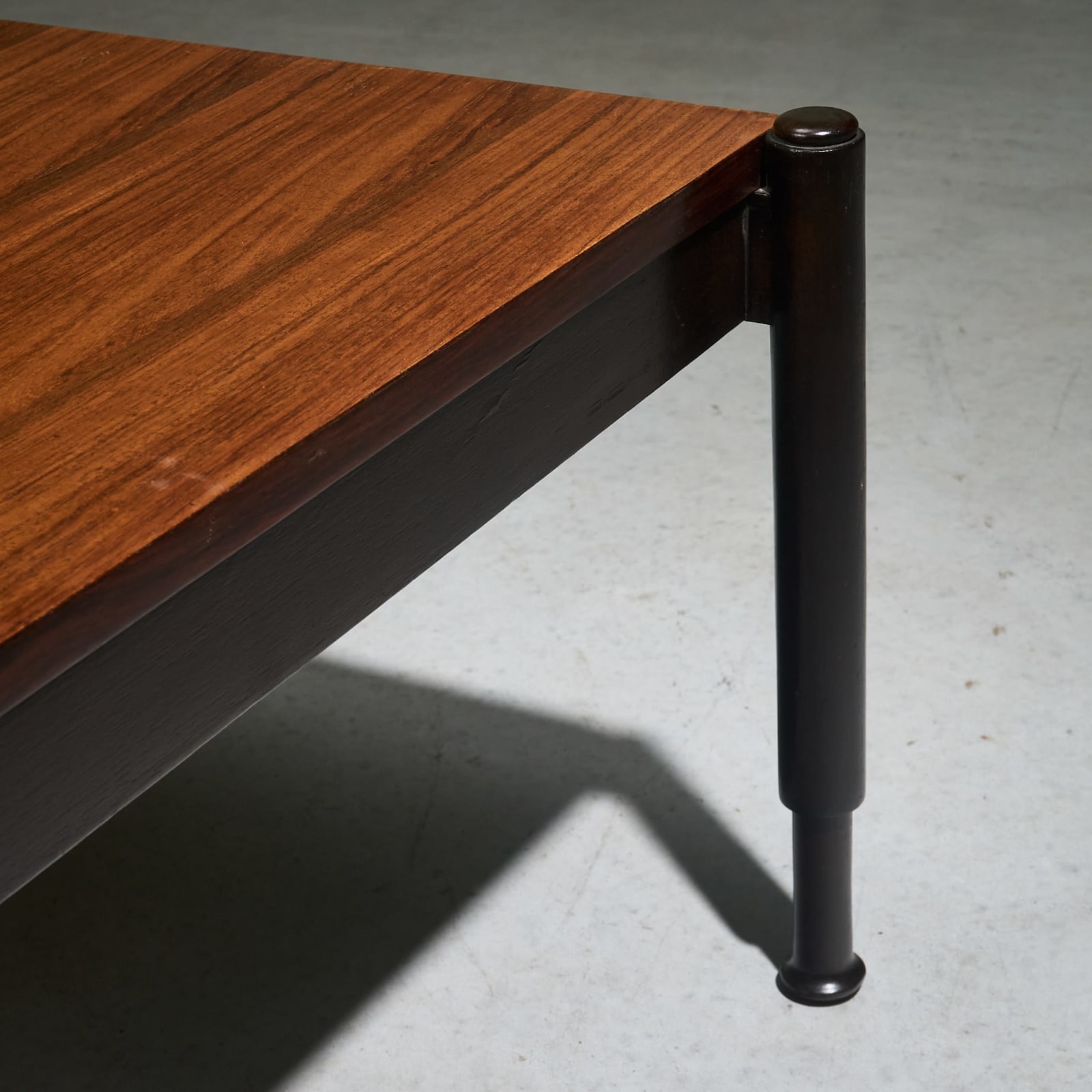 Square Coffee Table in Walnut with Staggered Legs, Italy, 1960s