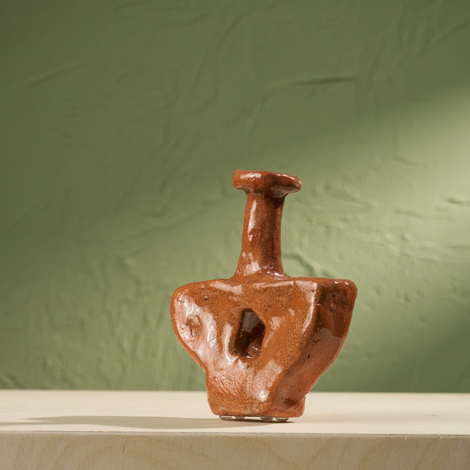 Willem van Hooff, Tiny Core Vessel, Glazed Earthenware, The Netherlands, 2020s