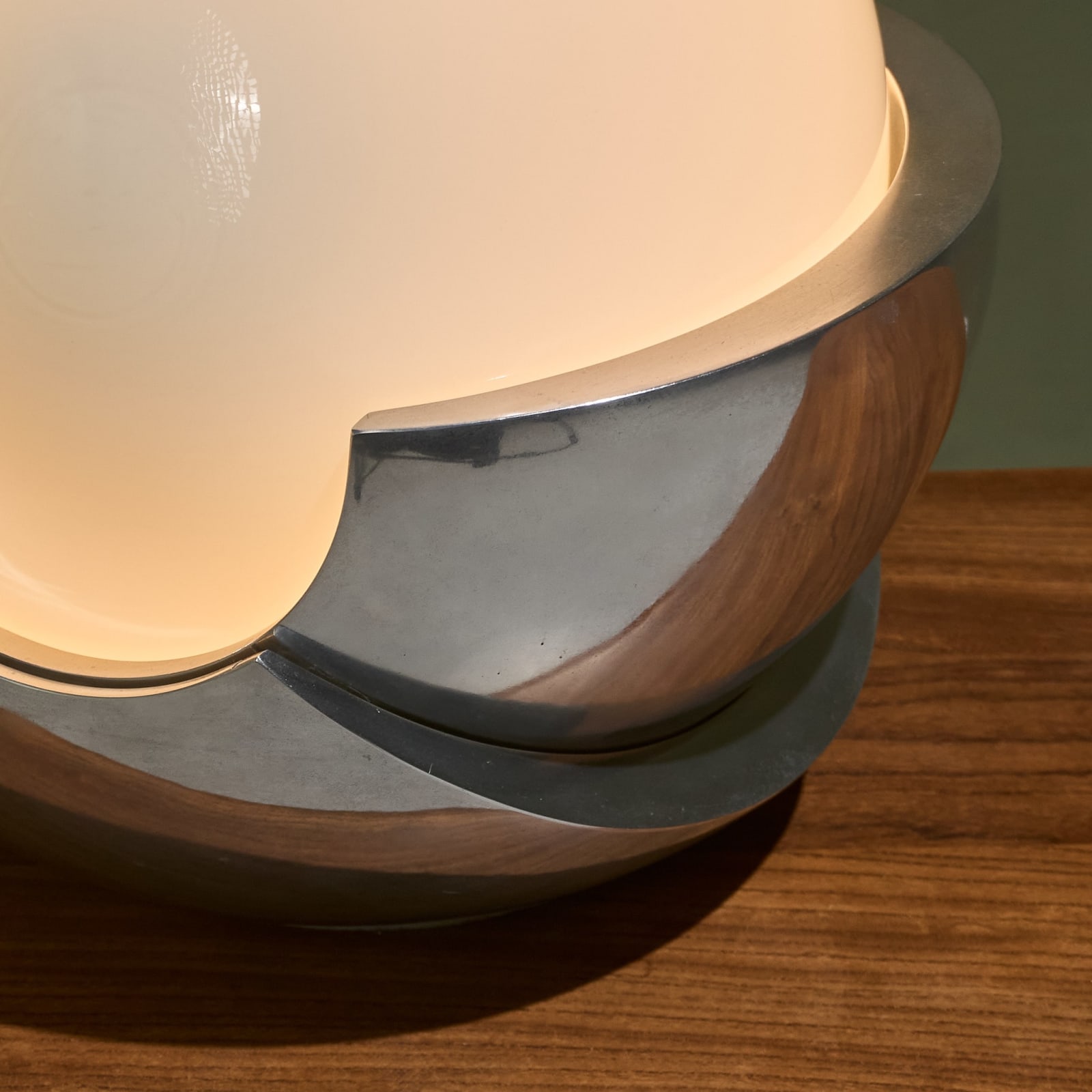 Giacomo Benevelli, 'Roto' Table Lamp Sculpture in Cast Aluminum and Opaline Glass, Italy, 1970