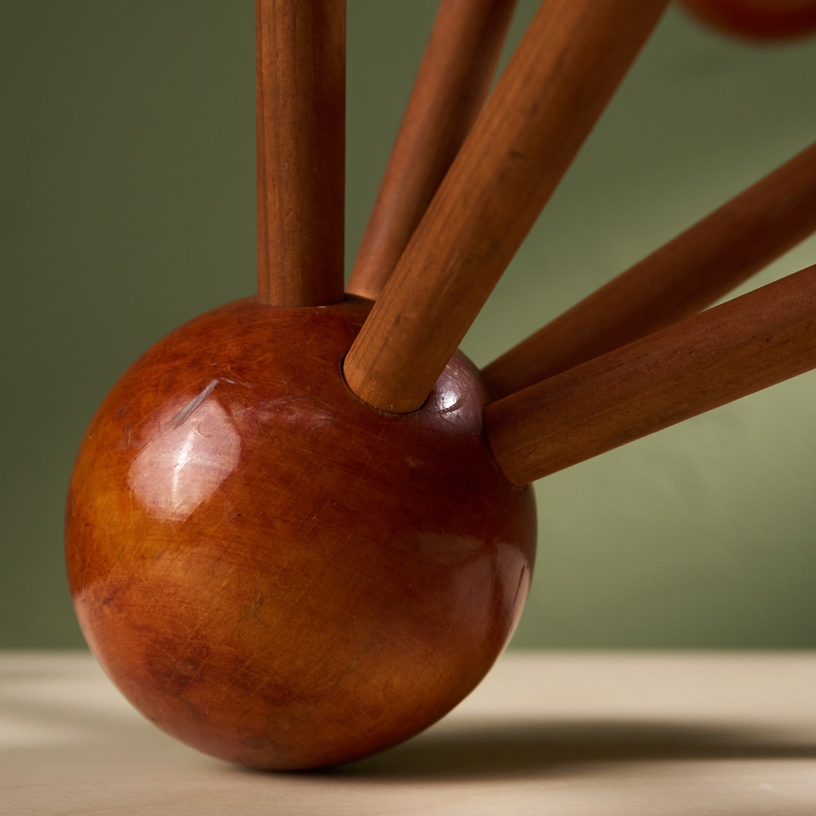 Lacquered Wooden Molecule Atomic Sculpture, 1950s