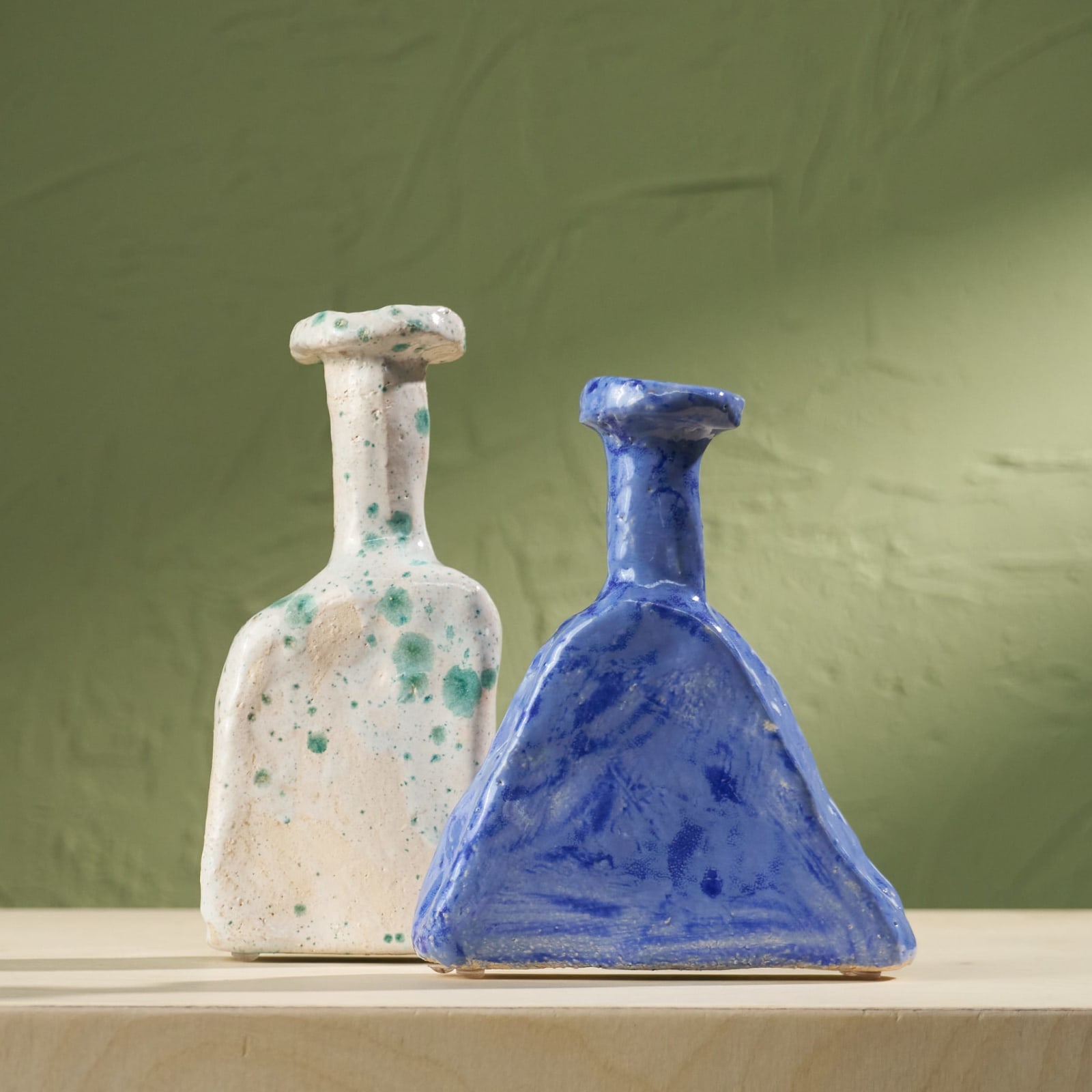 Willem van Hooff, Set of two Tiny Core Vessels, Glazed Earthenware, The Netherlands, 2020s