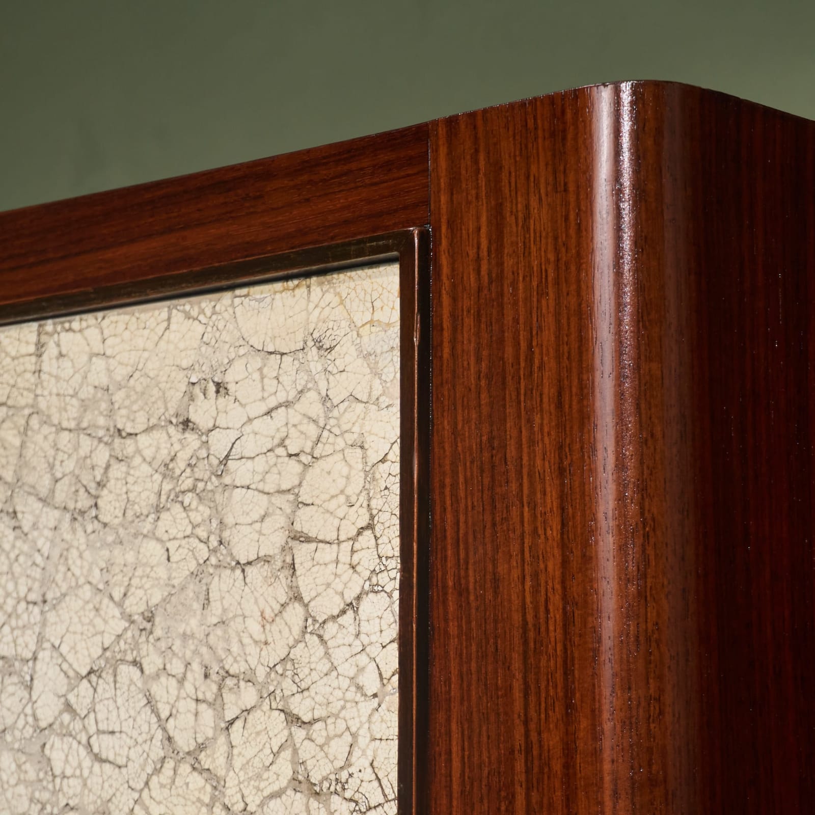 Aldo Tura, Early and Rare Eggshell Cabinet with Illuminated Sectretaire, Italy, 1940s