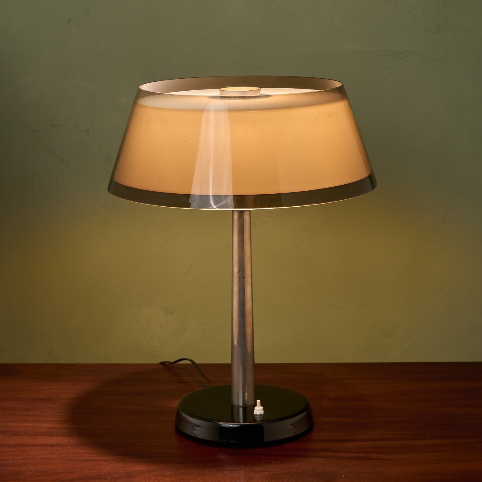 Yki Nummi, Tuomas Desk Lamp with Brown Shade, Finland, 1950s