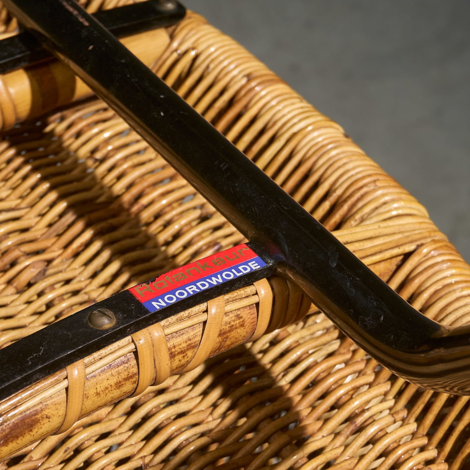 Dirk van Sliedregt, Lounge Chairs in Rattan with Black Tubular Steel frame by Gebroeders Jonkers, The Netherlands, 1960's