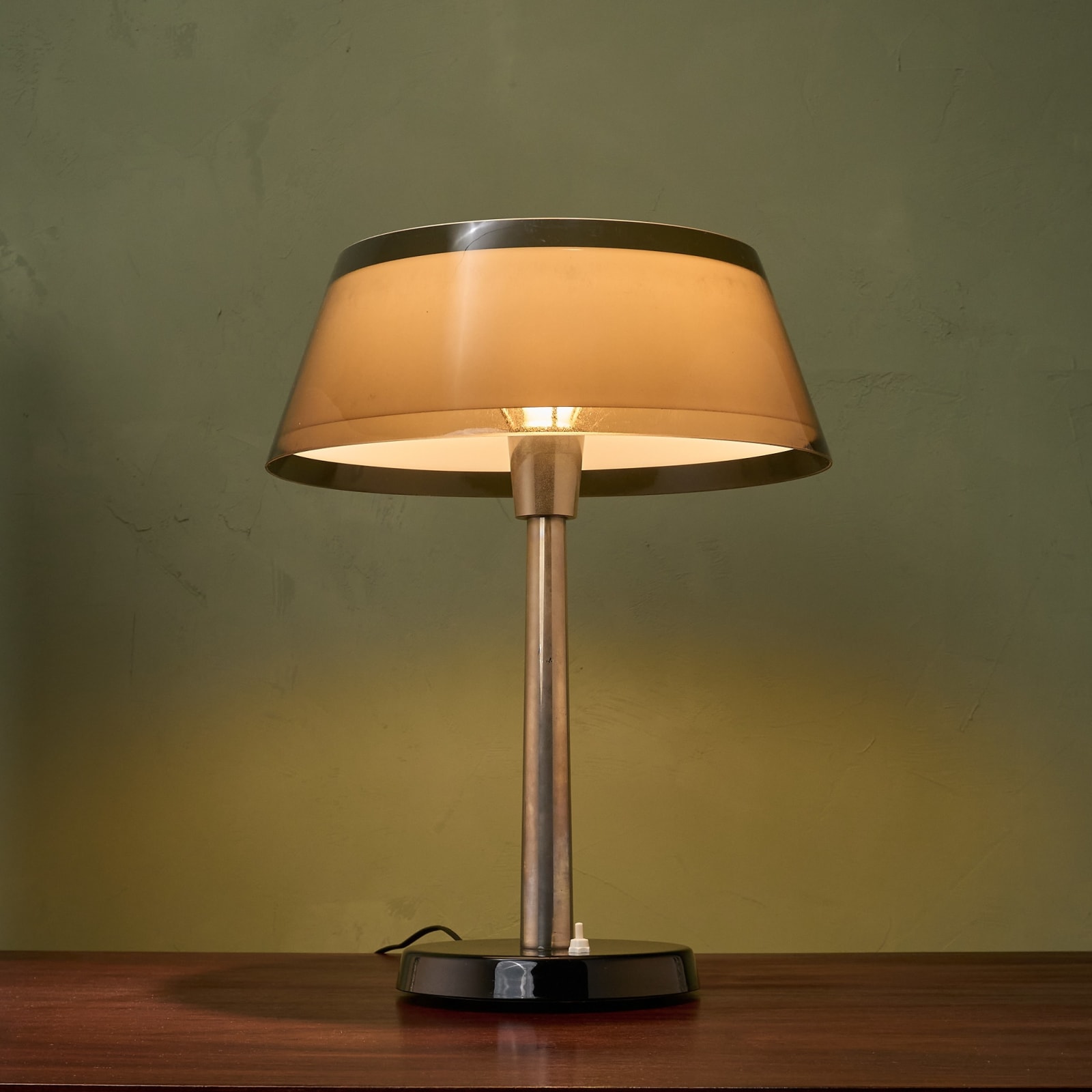Yki Nummi, Tuomas Desk Lamp with Brown Shade, Finland, 1950s